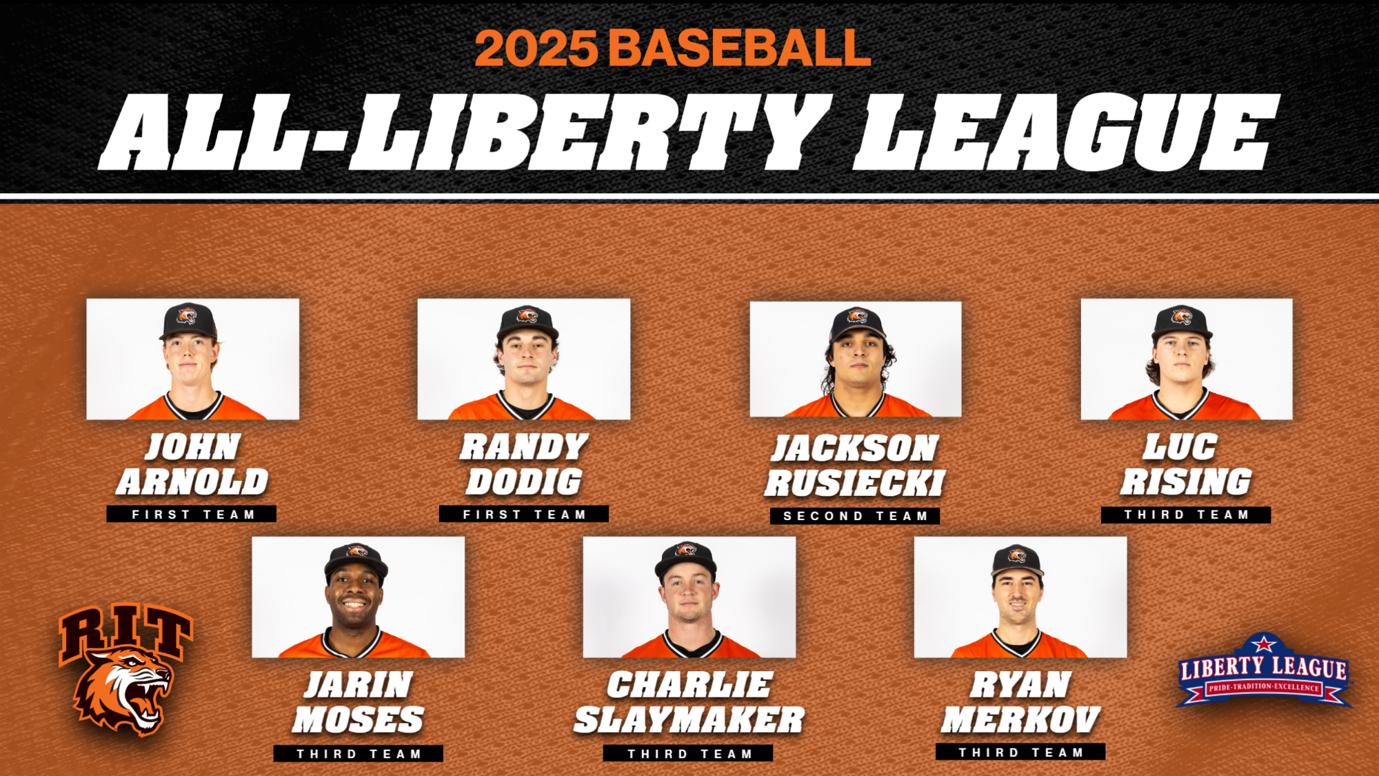 Seven players from the Rochester Institute of Technology baseball team have earned All-Liberty League honors