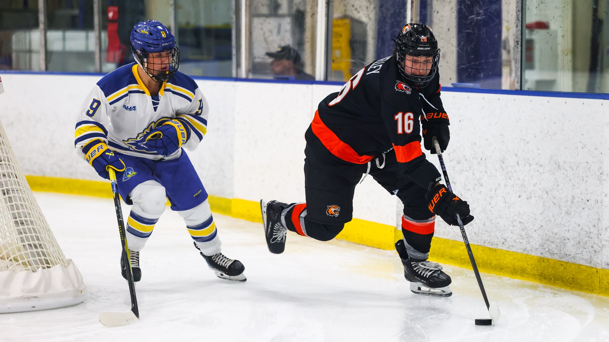 RIT forward Brac Kelley skates behind the net against Delaware Jan. 9
