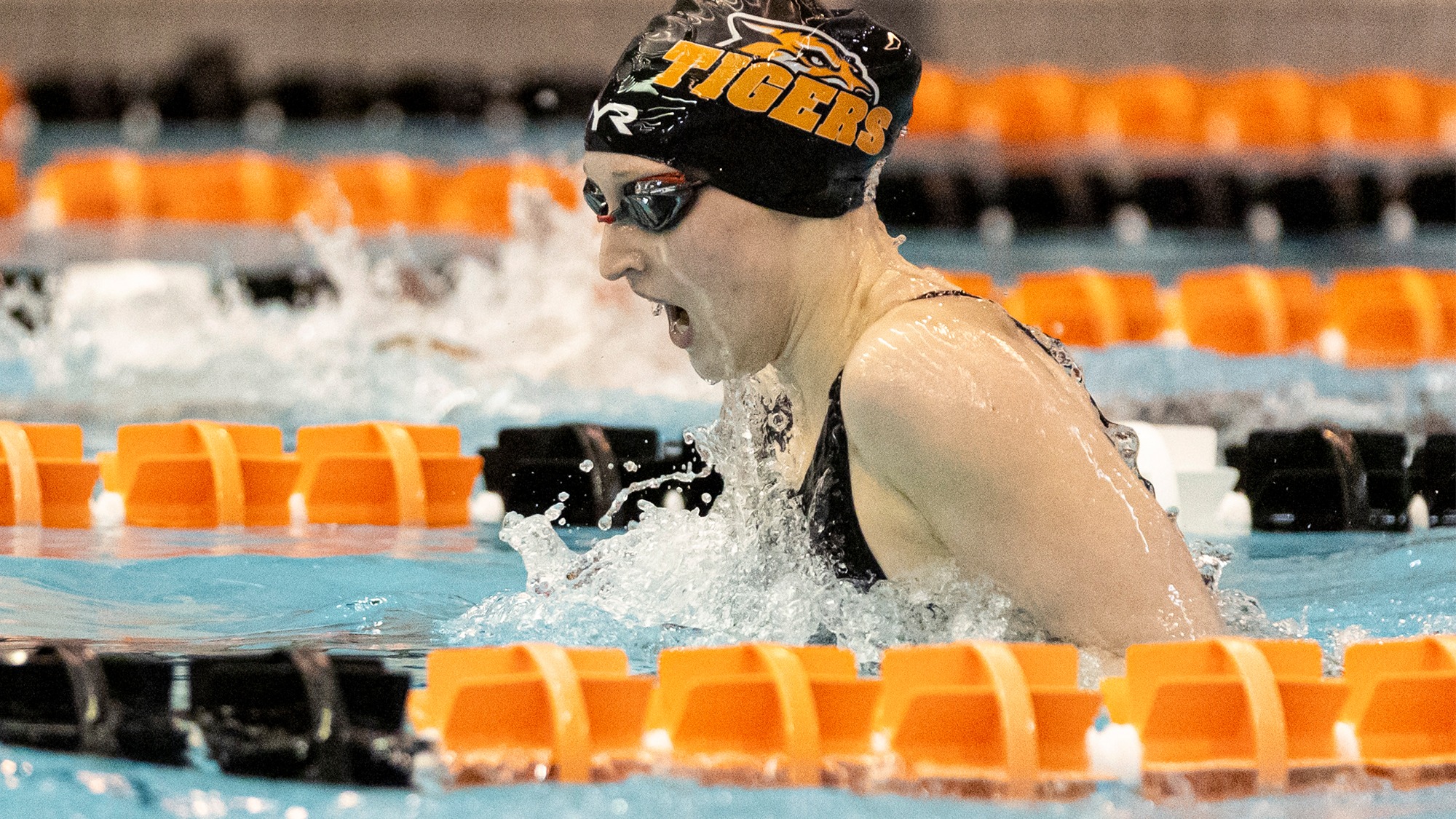 RIT women’s swim and dive on Friday, Dec. 5, 2025 at Judson Pool in Henrietta, N.Y. RIT men’s and women’s swim compete at the Don Richards Invitational. (Rebecca Villagracia/RIT Sports Network)