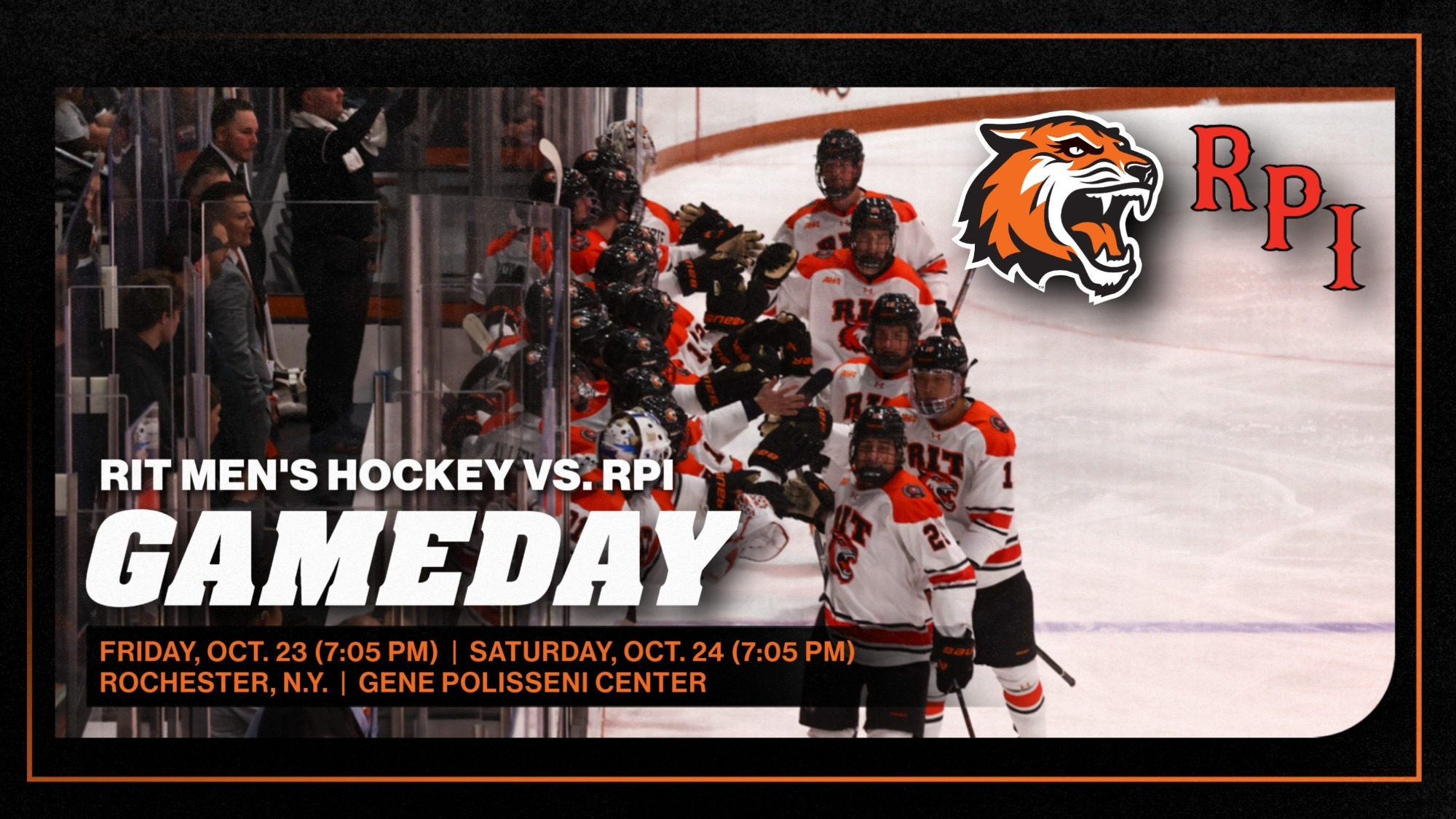 men's hockey game day graphic vs. R-P-I