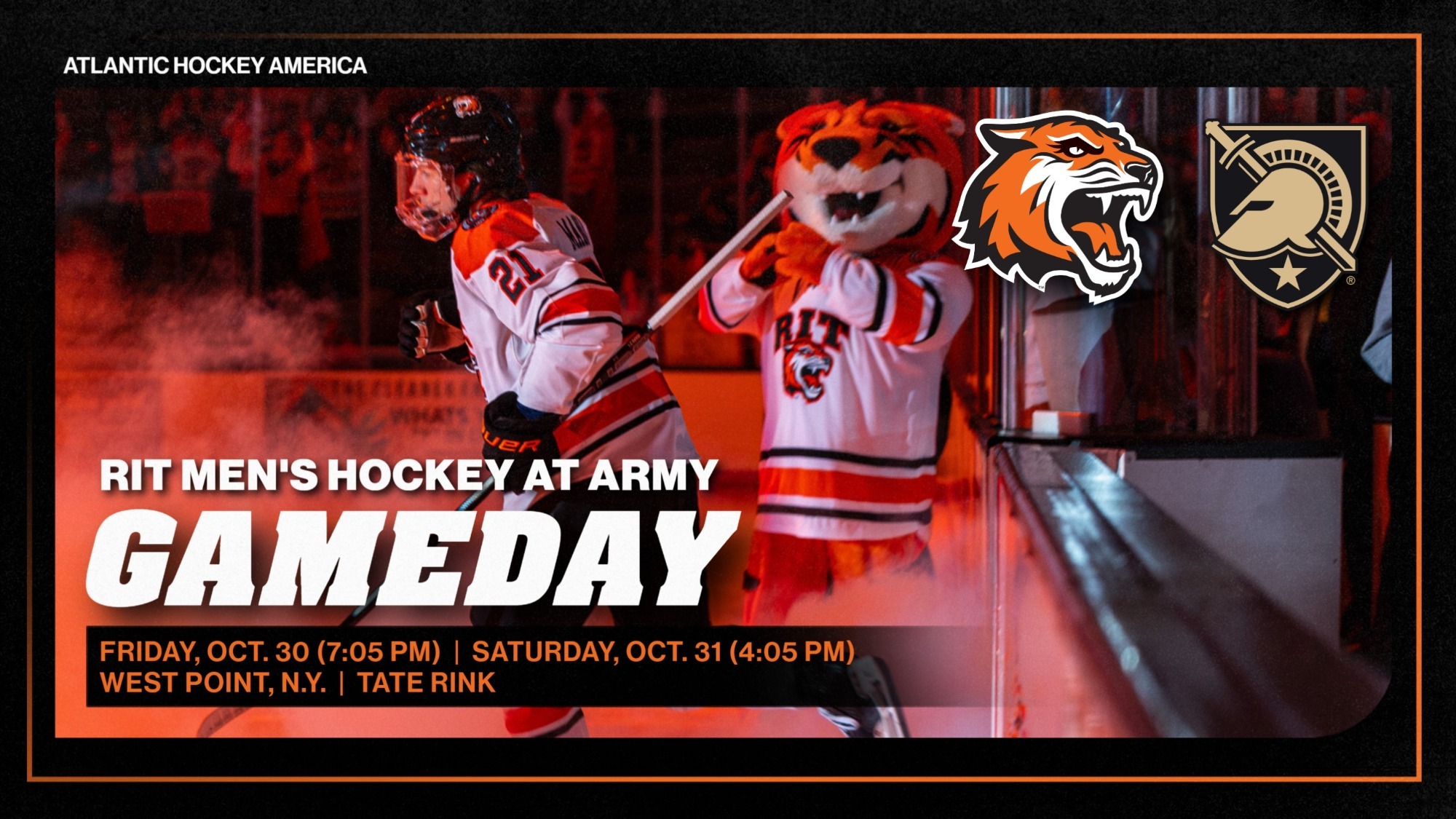 a men's hockey game day graphic at Army