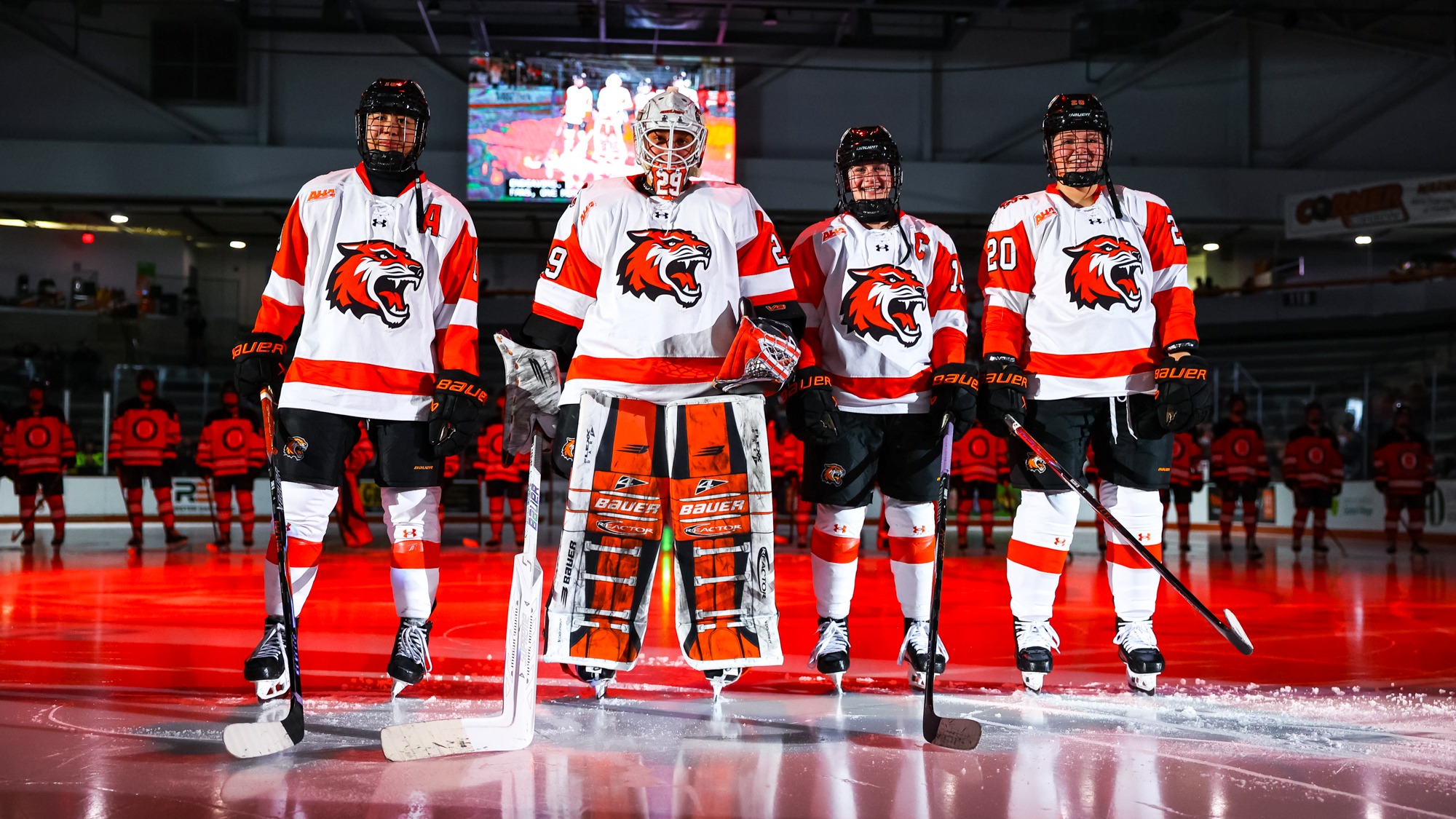RIT Women's Hockey Seniors in game vs Syracuse on Saturday, Feb. 7, 2026, at Gene Polisseni Center. RIT Women's Hockey game vs. Syracuse University. (Mikaela Engstrom/RIT Sports Network).