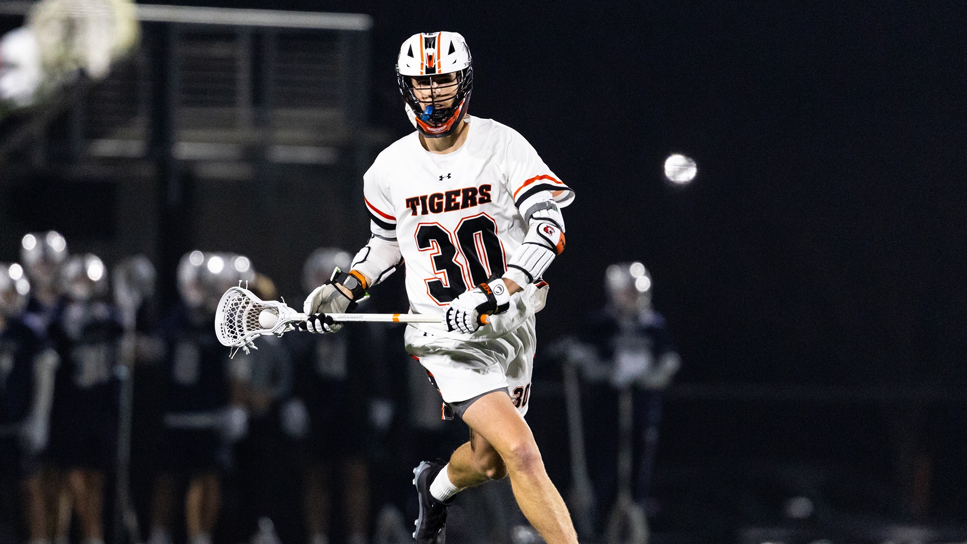 RIT's Ryan Sanders, #30, in game vs Geneseo on Wednesday, March 4, 2026, at Judson Stadium. RIT Men's Lacrosse game vs SUNY Geneseo. (Mikaela Engstrom/RIT Sports Network).