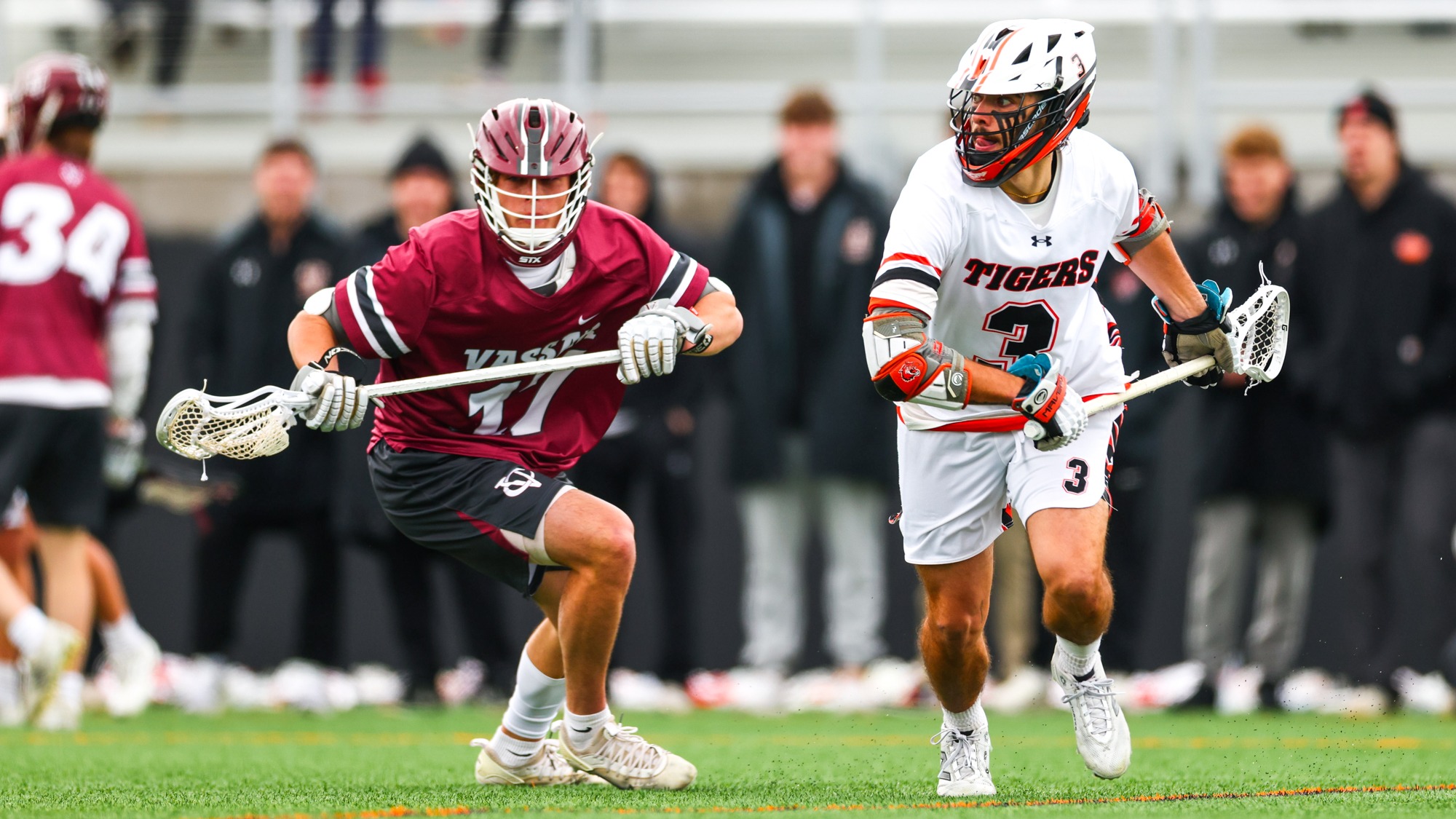 RIT's Tyson Allison, #3,  in game vs Vassar on Saturday, March 21, 2026, at Judson Stadium. RIT Men's Lacrosse game vs. Vassar. (Mikaela Engstrom/RIT Sports Network).