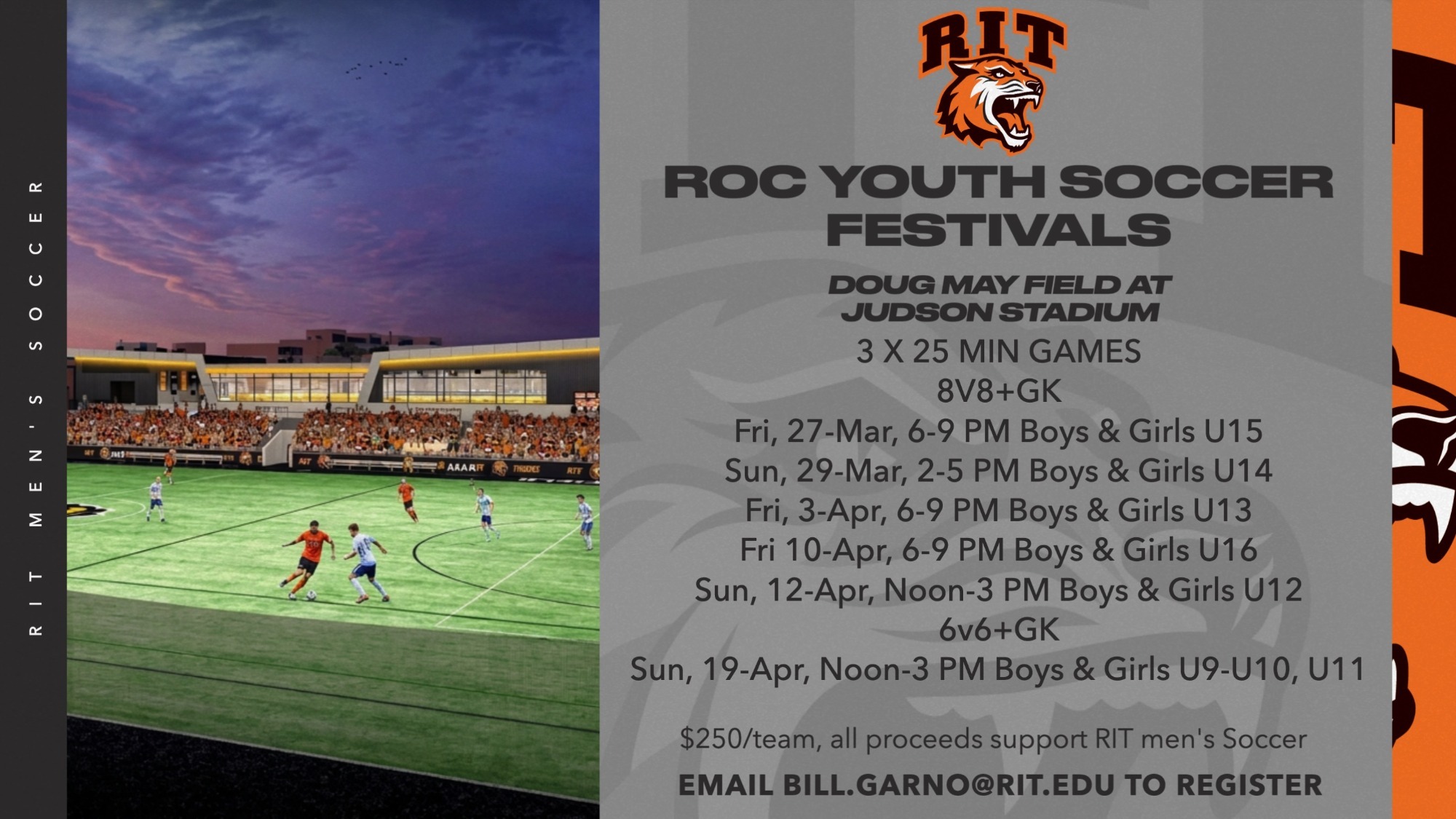 A graphic promoting the men's soccer youth festivals