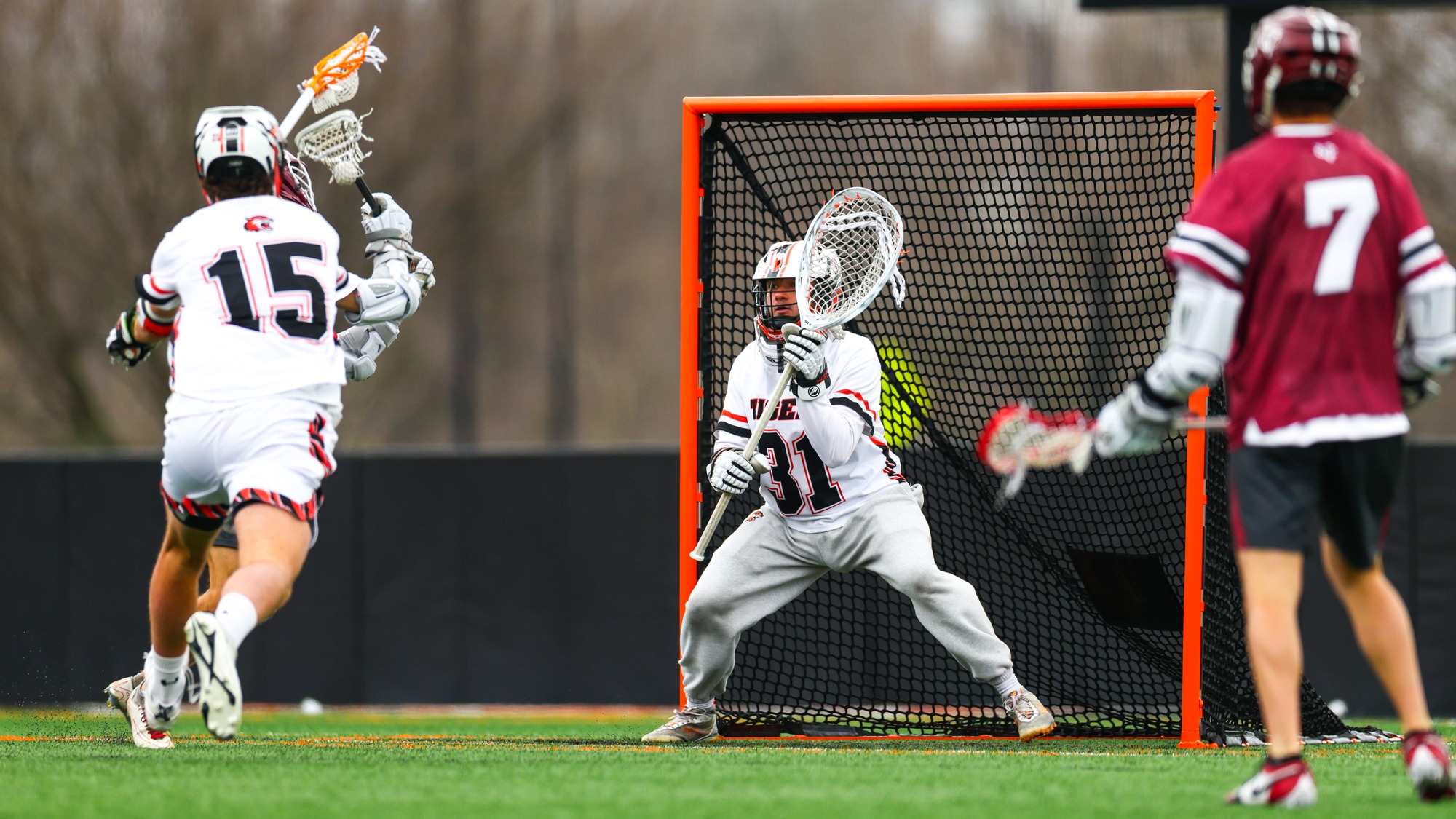 RIT's Alex Zborowski, #31,  in game vs Vassar on Saturday, March 21, 2026, at Judson Stadium. RIT Men's Lacrosse game vs. Vassar. (Mikaela Engstrom/RIT Sports Network).
