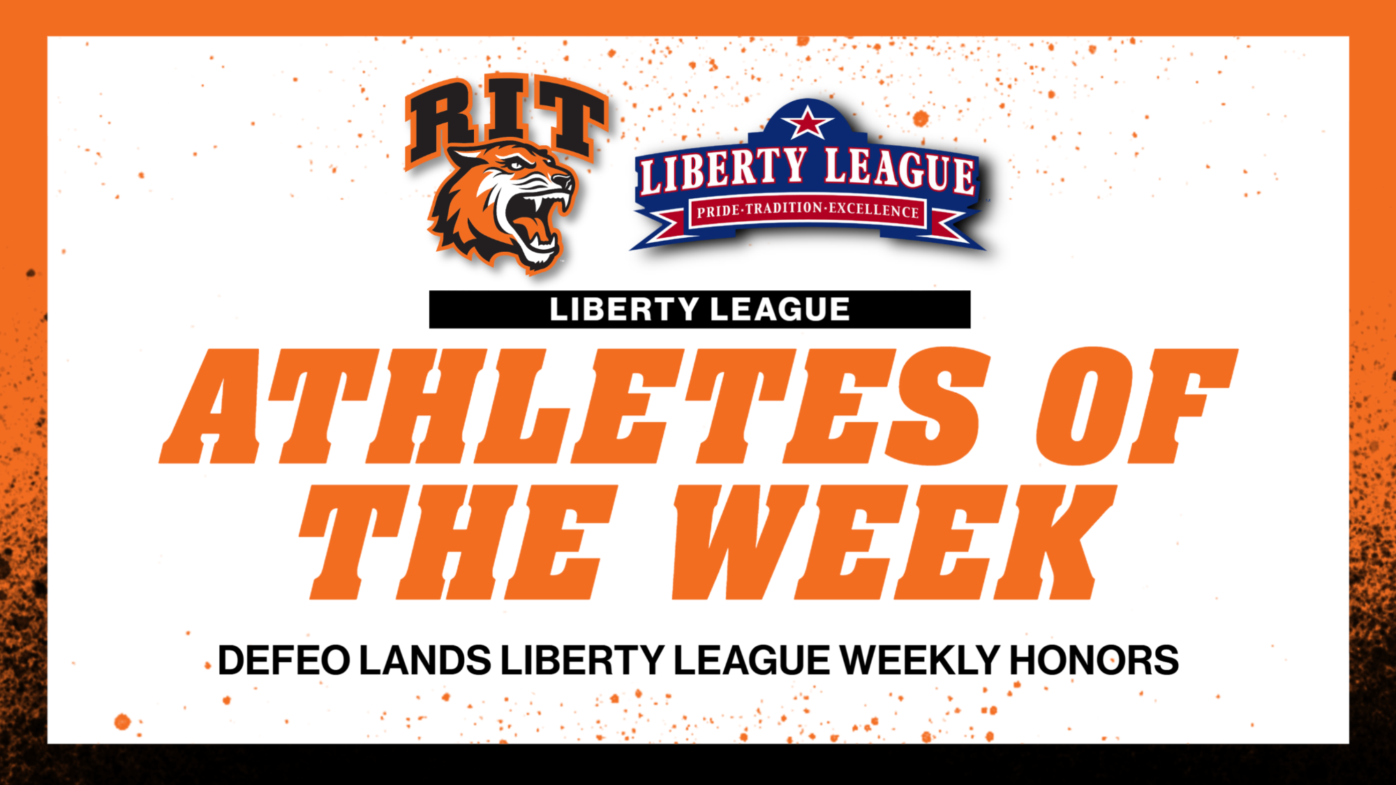 A graphic announcing this week's Liberty League athletes of the week