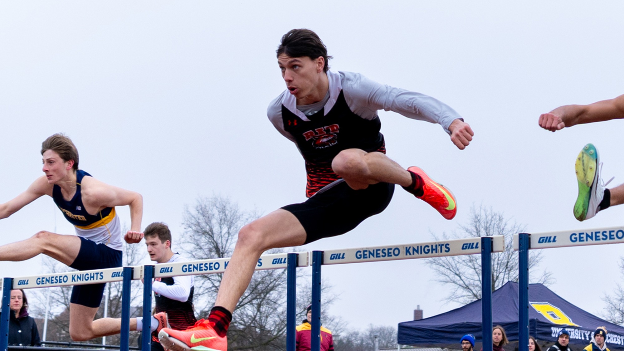 On Sat, March 29, 2025, at SUNY Geneseo. RIT’s men and women’s track team competes during a Geneseo Invitational meet.Natasha Kaiser/RIT Sports Network