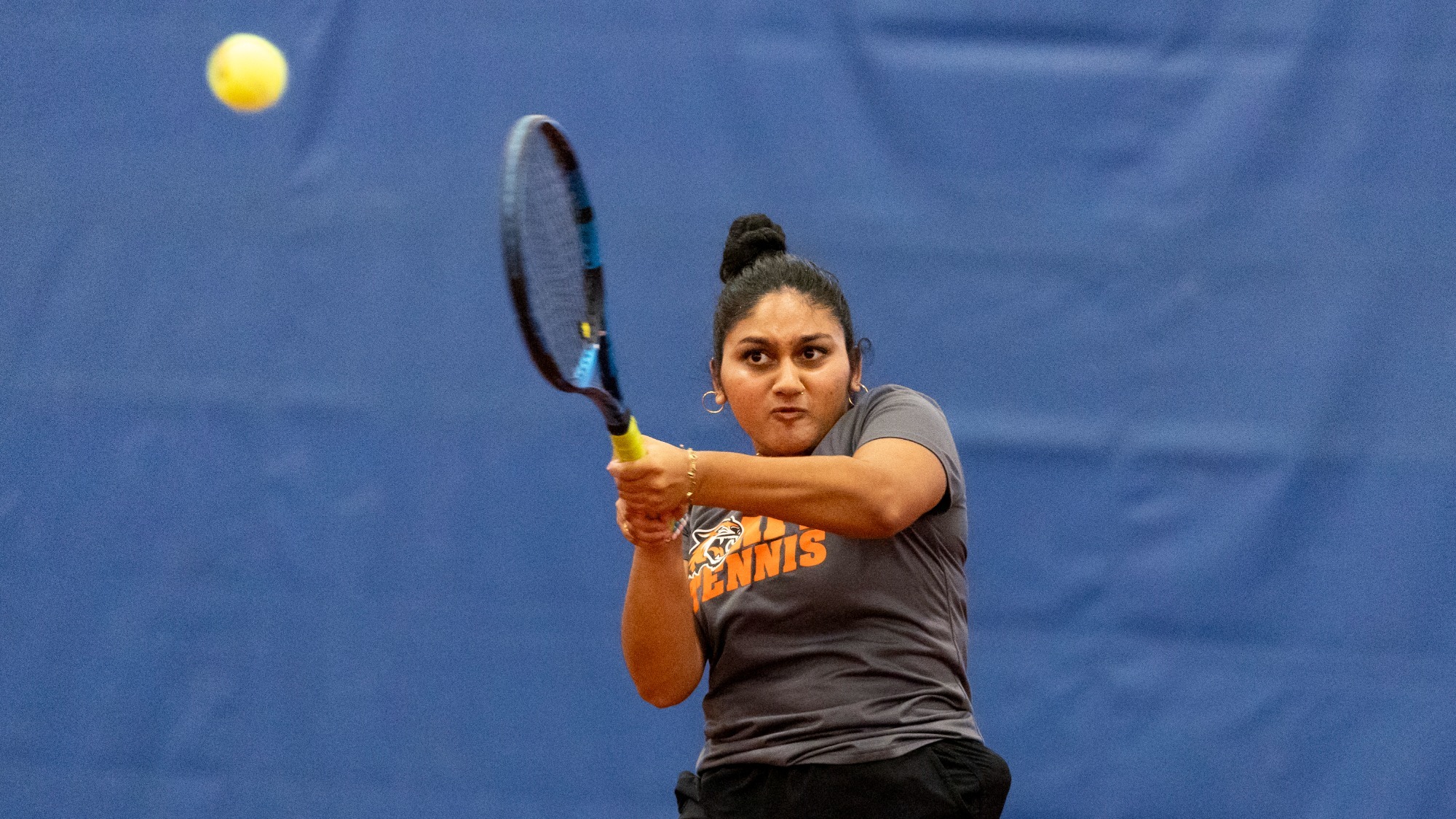 on Saturday, April 18, 2026 at Gordon Field House in Henrietta, N.Y. RIT women's tennis plays against Vassar women’s tennis. (Rebecca Villagracia/RIT Sports Network)