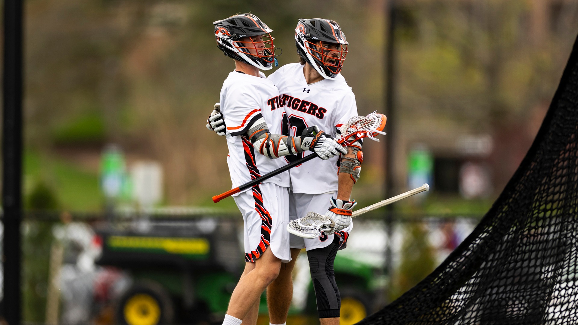 RIT Tigers celebrate after scoring a goal in game vs Union on Saturday, April 18, 2026, at Judson Stadium. RIT Men's Lacroose game vs. Union College. (Mikaela Engstrom/RIT Sports Network).