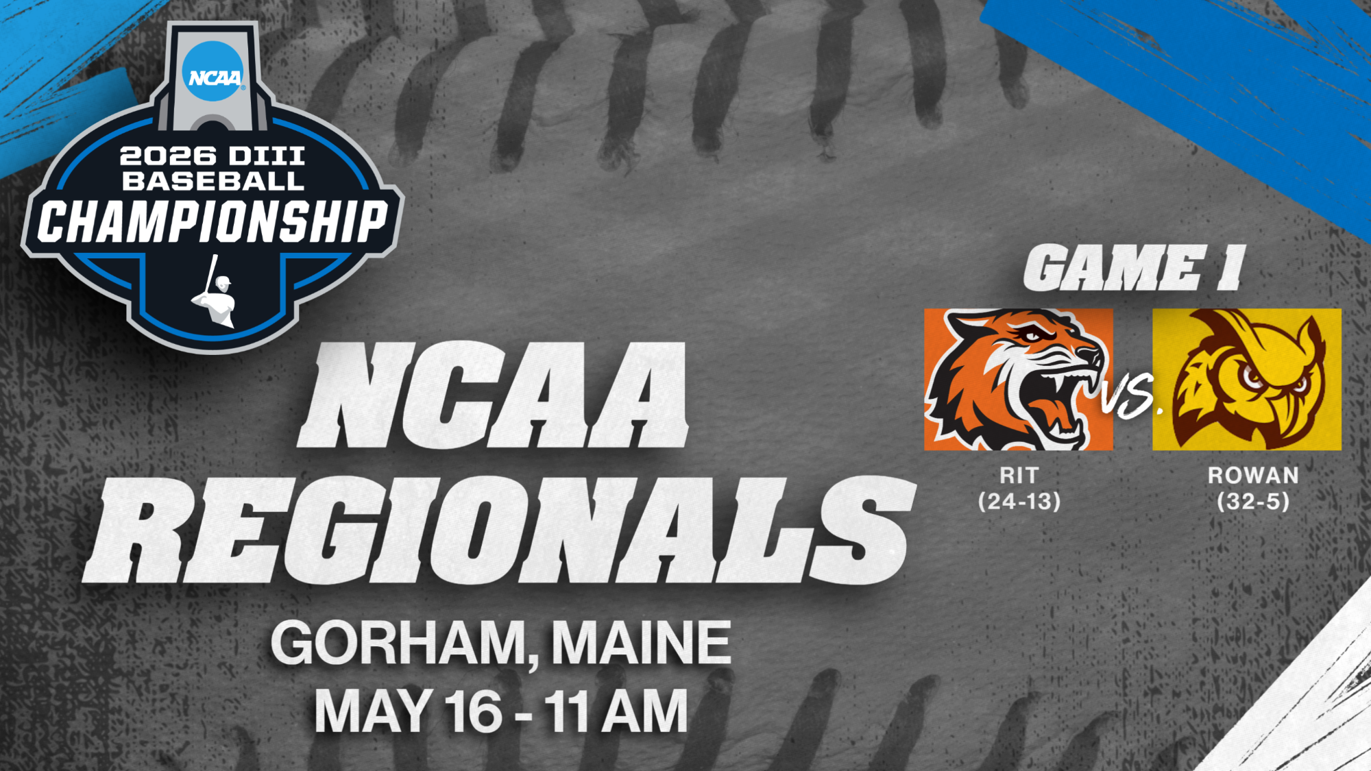 RIT takes on Rowan in Game 1 of the NCAA Division III Baseball Tournament regionals in Gorham, Maine on Saturday, May 16, 2026