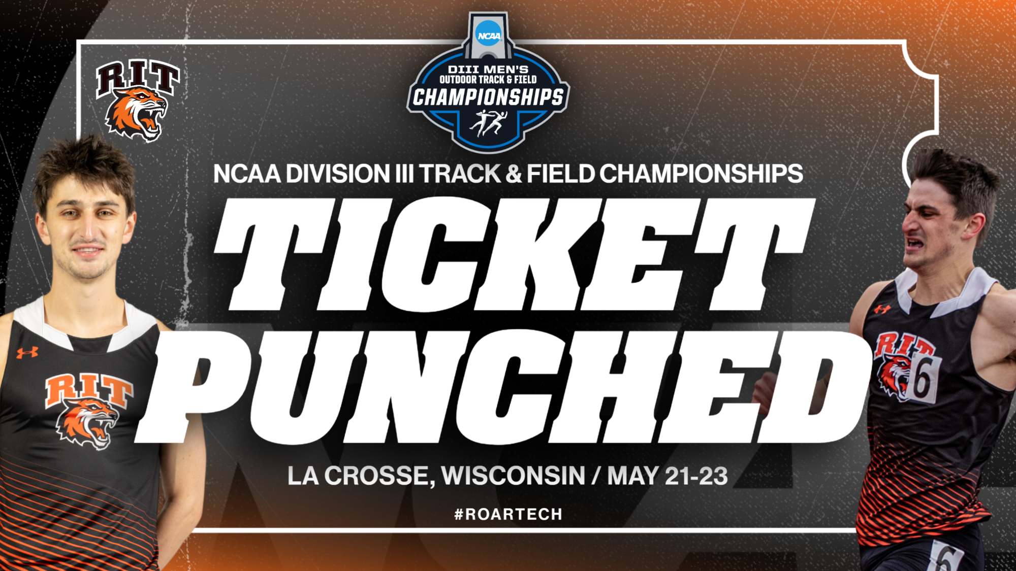 RIT men's track & field runner Jack DeFeo will compete in the 400m at the NCAA Division III NCAA men's outdoor track and field championships in La Crosse, Wisconsin on May 21- 23, 2026