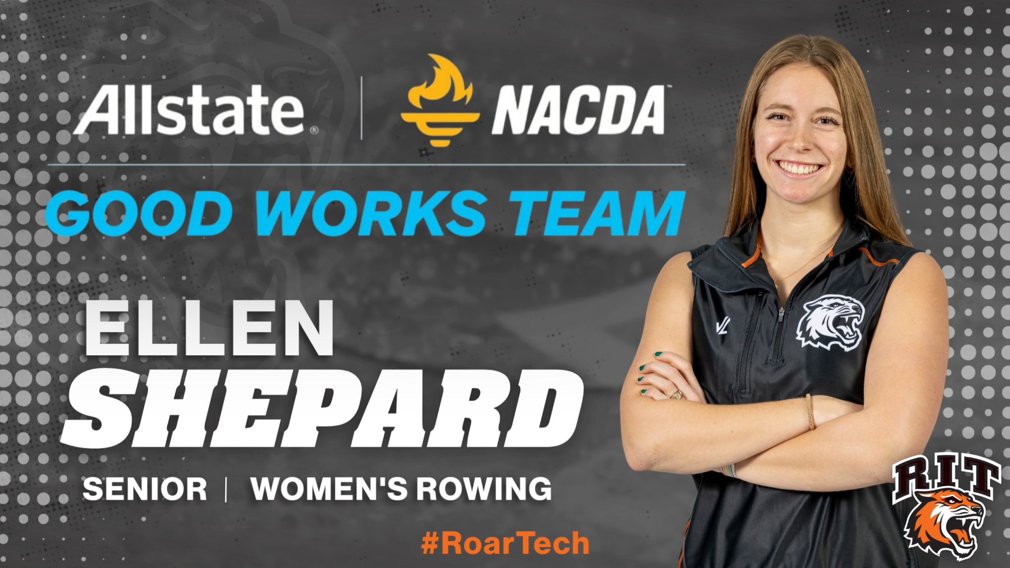 RIT women's rower Ellen Shepard has been named to the 2025-26 Spring NACDA Good Works Team