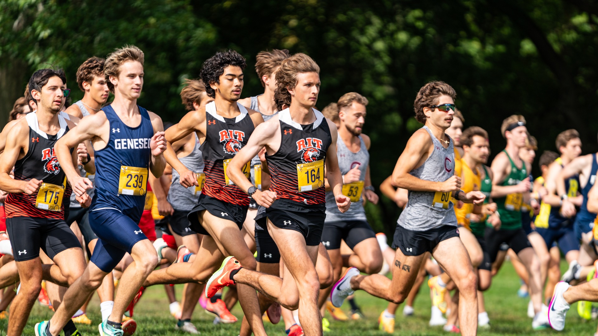 RIT’s Men’s Cross Country on Saturday, Sept. 19, 2026, at Genesee Valley Park. RIT Athletics / Cole Quinones.