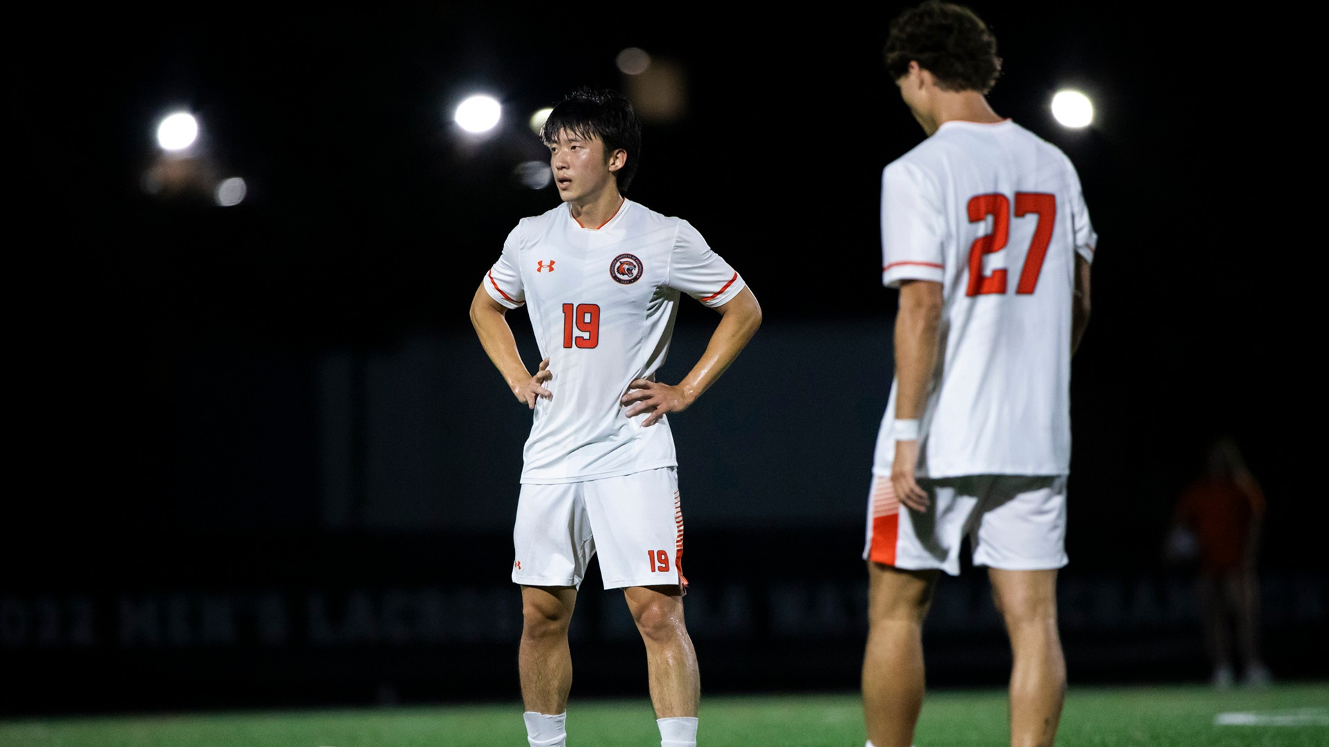 RIT's Tony Shin, #19, setting up his shot on Wednesday, Sept. 16, 2026, at Thomas Fearey Judson Jr. Stadium. RIT Athletics / Ayden Acebo.