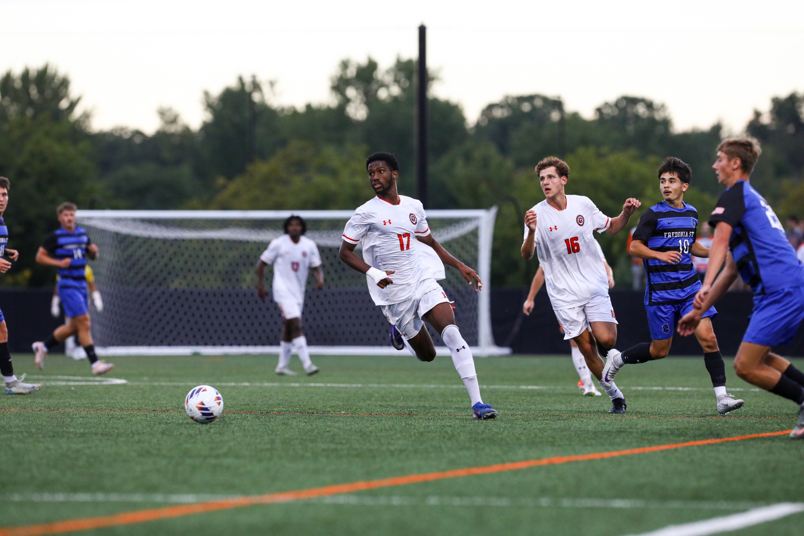 RIT’s Idriss Diallo chases down the ball on Friday, Sept. 4, 2026, at Judson Stadium. RIT Athletics / Chance Parker.