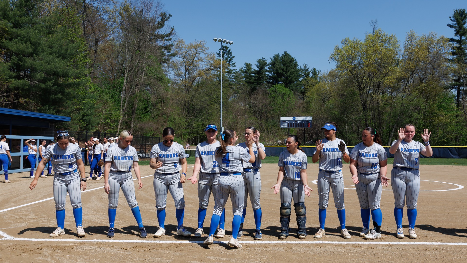 Team lines up for national anthem