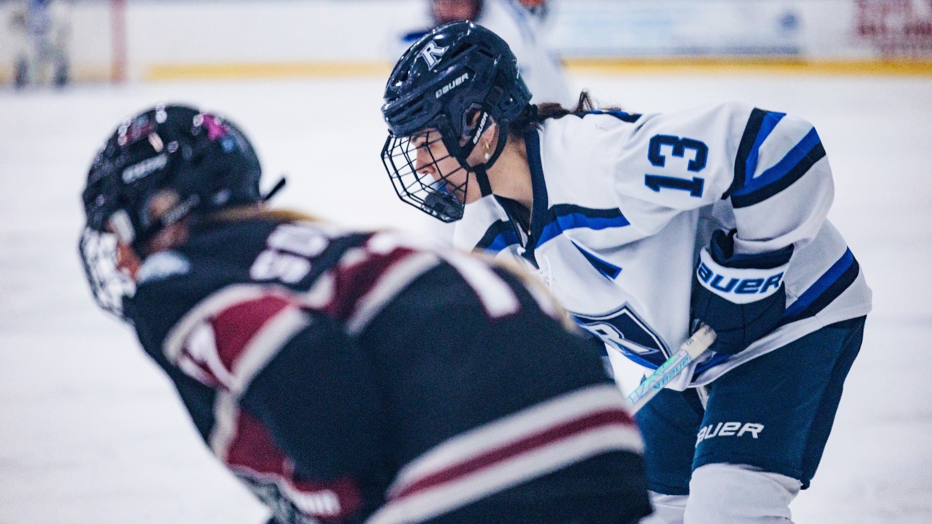 Molly Dukesherer set up at the face-off