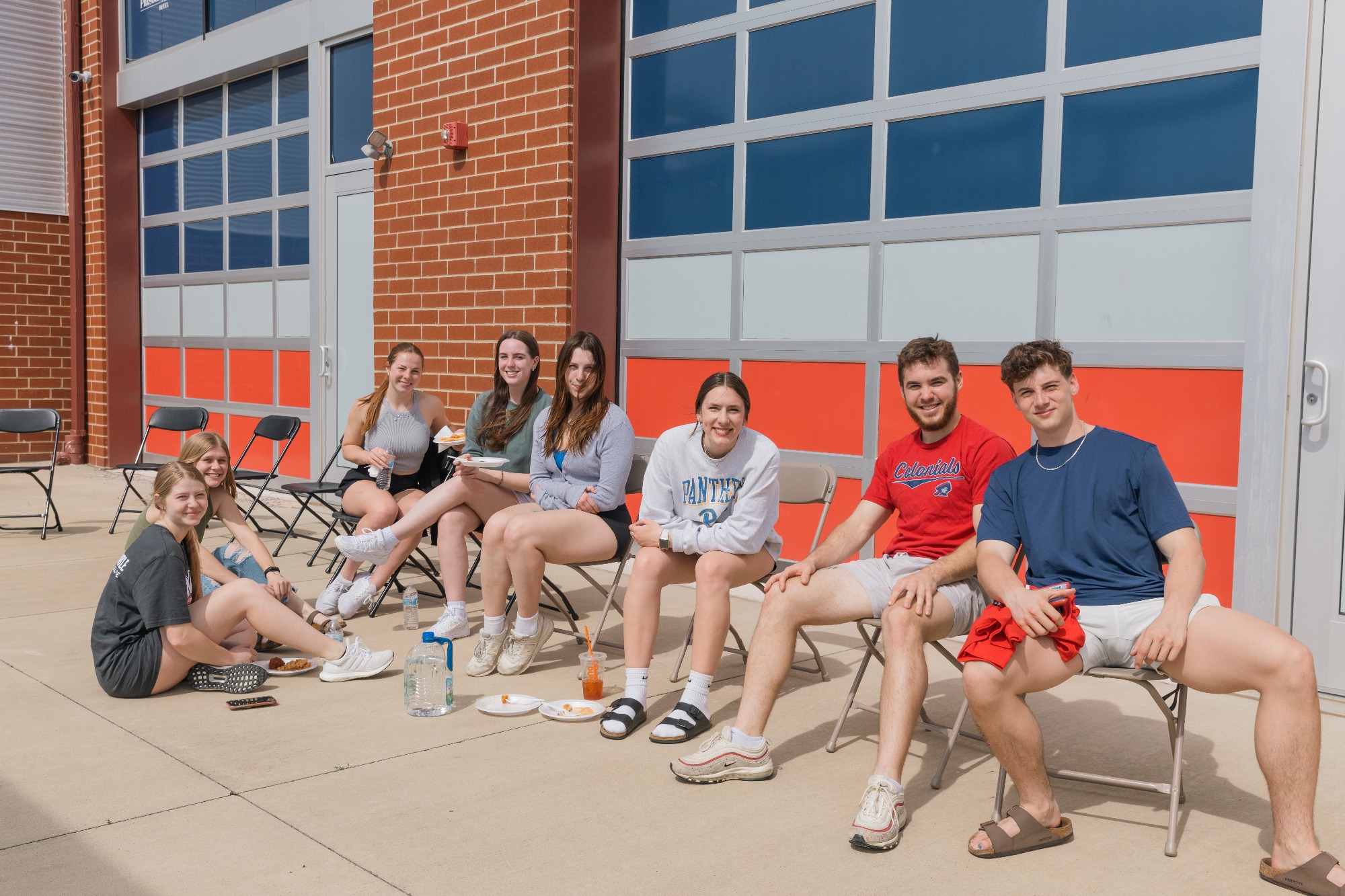 People out enjoying the food and the weather