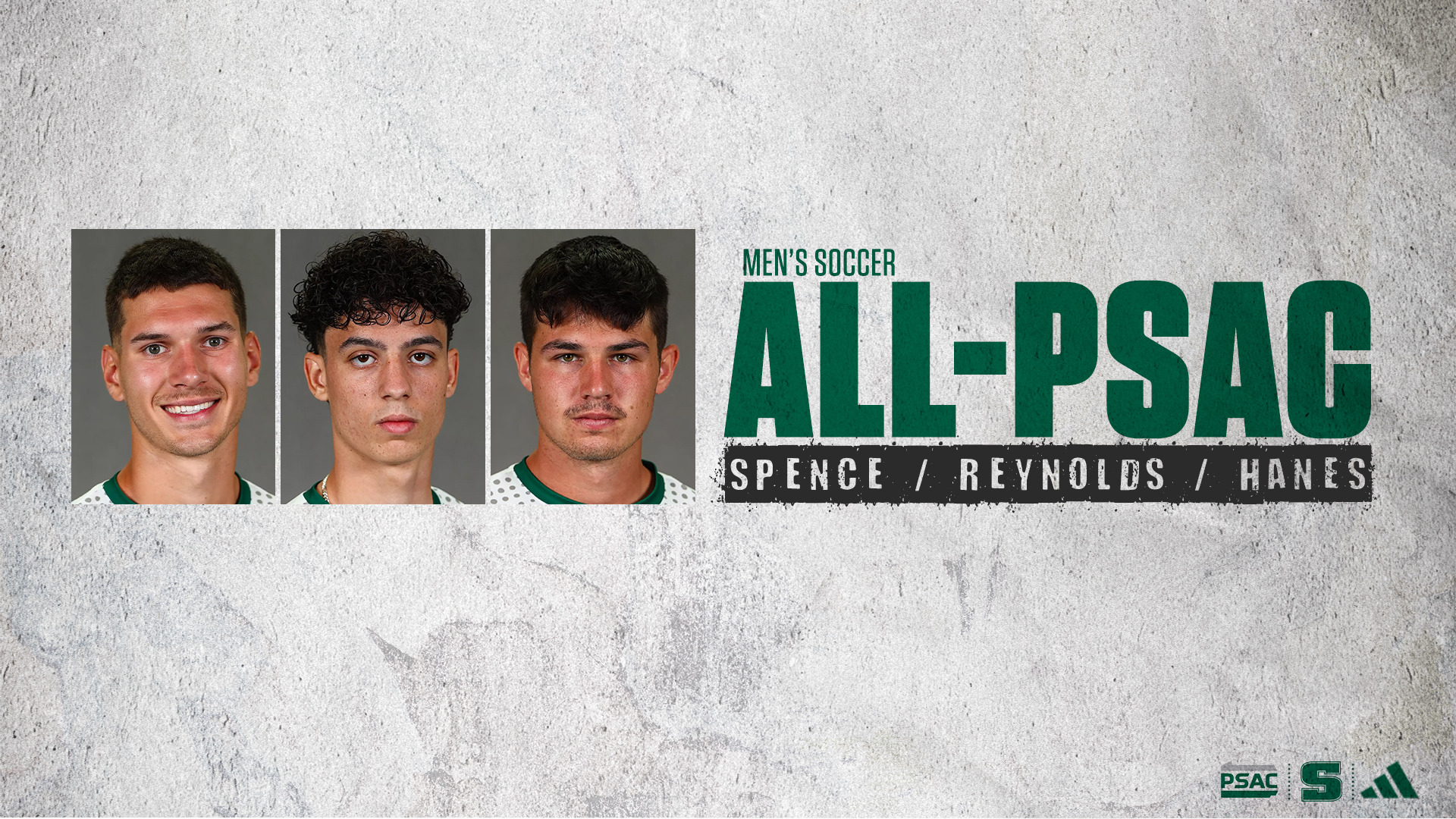 2025 Men's Soccer All-PSAC: Colton Spence, Kaden Reynolds, Ryan Hanes