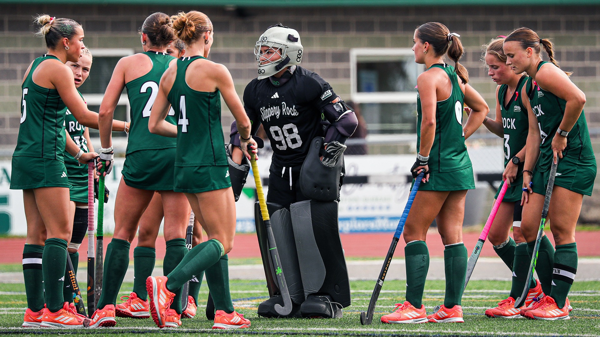 A Field Hockey Team Huddle vs. Kutztown during the 2026 season.