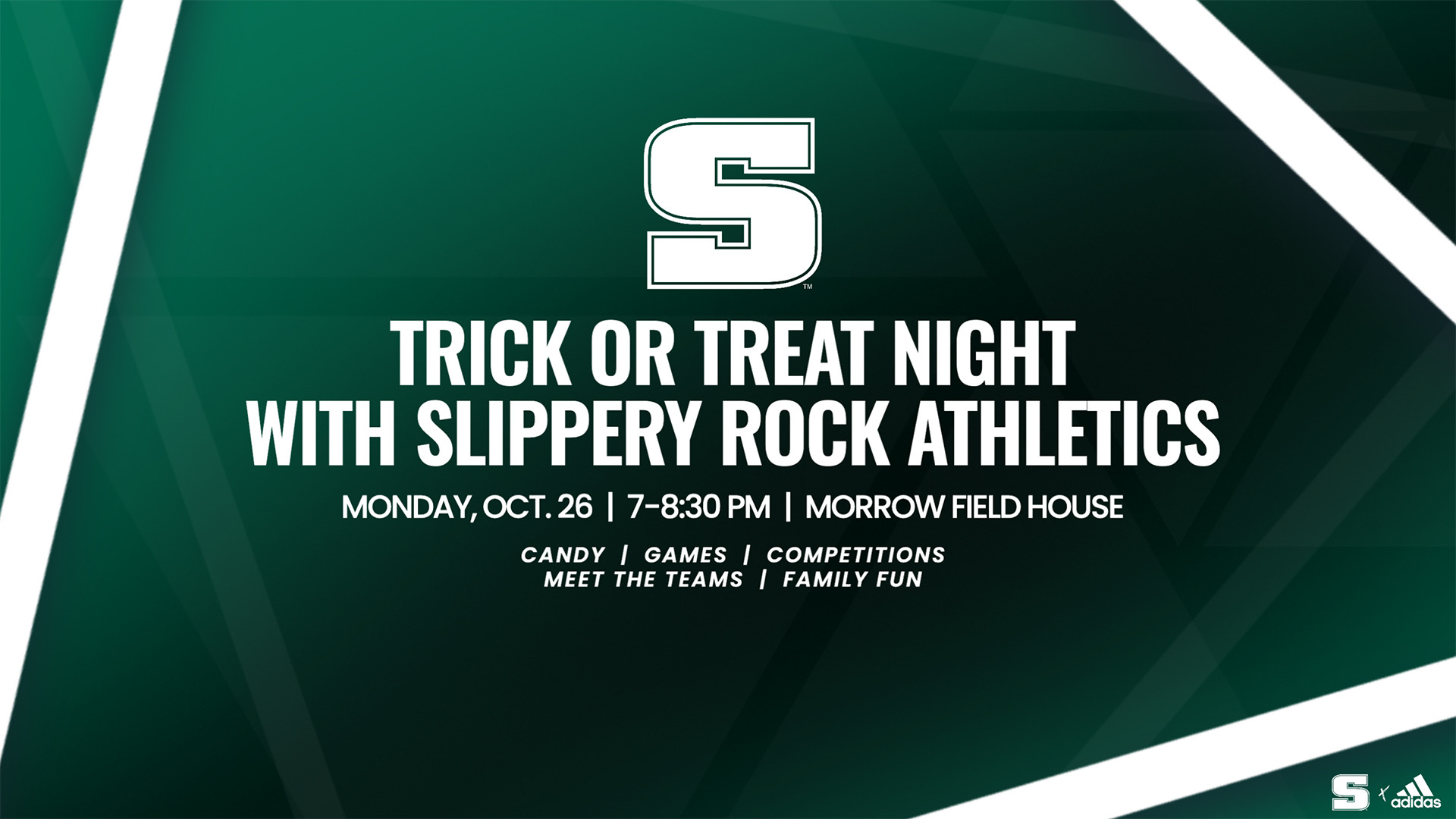 2026 Trick or Treat Announcement - SRU Athletics hosting a Trick or Treat for the community Oct. 26 from 7-8:30 p.m.