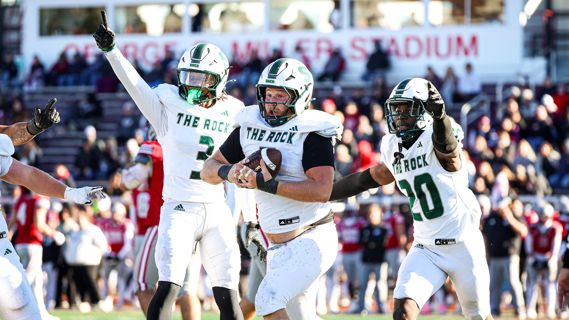 Brett Kwoka celebrates a fumble recovery at IUP