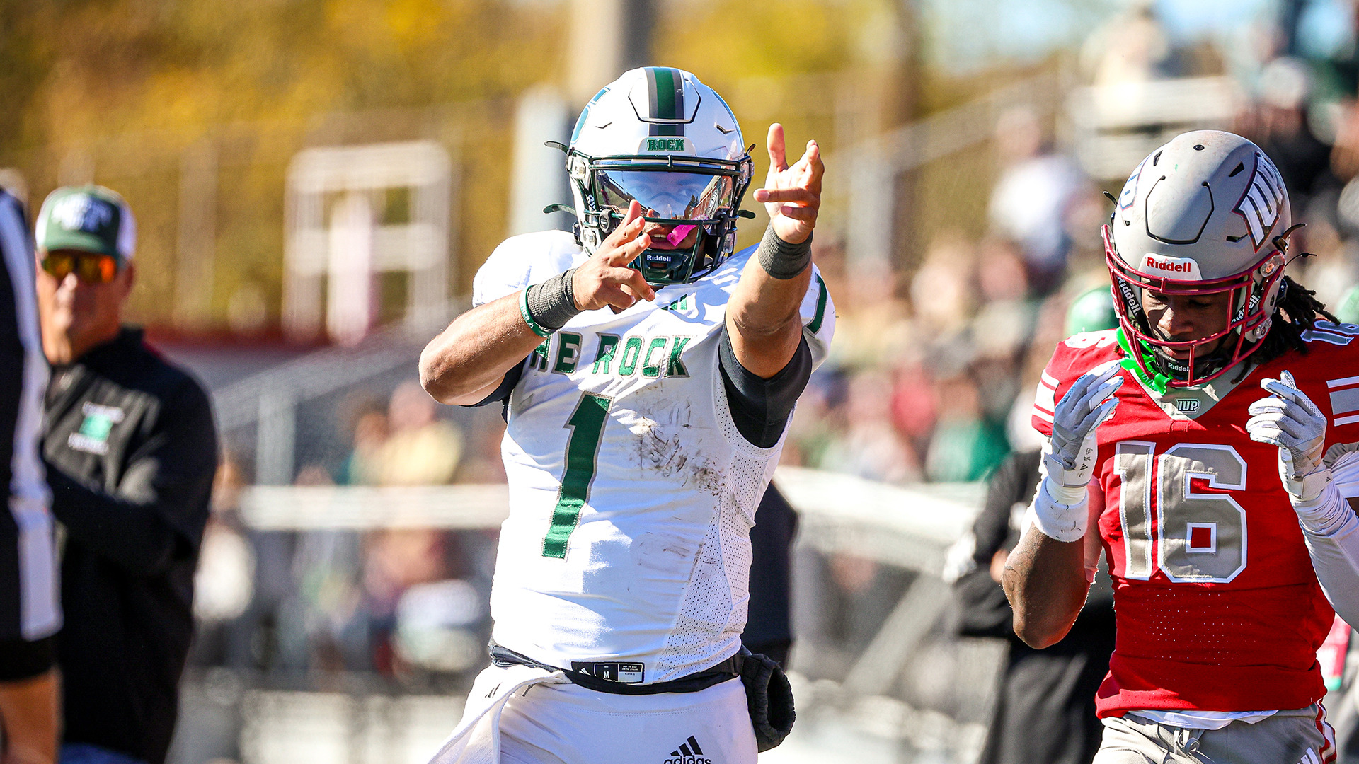 DaOne Owens signals for a first down at IUP