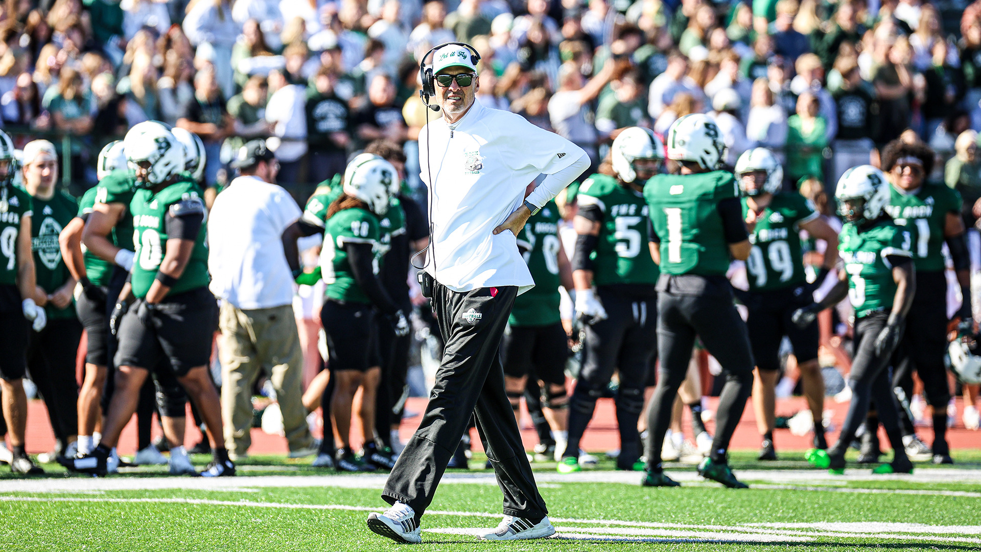 Shawn Lutz on sideline at Homecoming vs Lock Haven