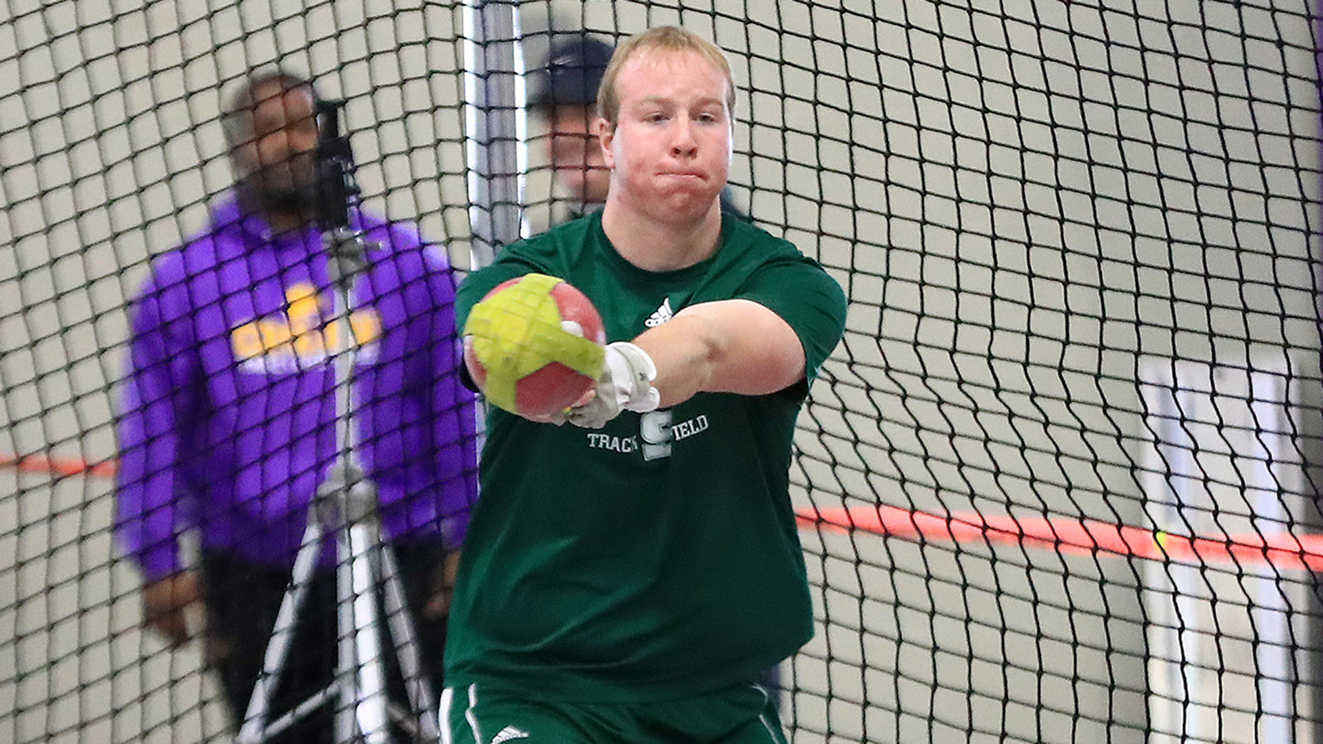 Zach Gose throwing weight indoor