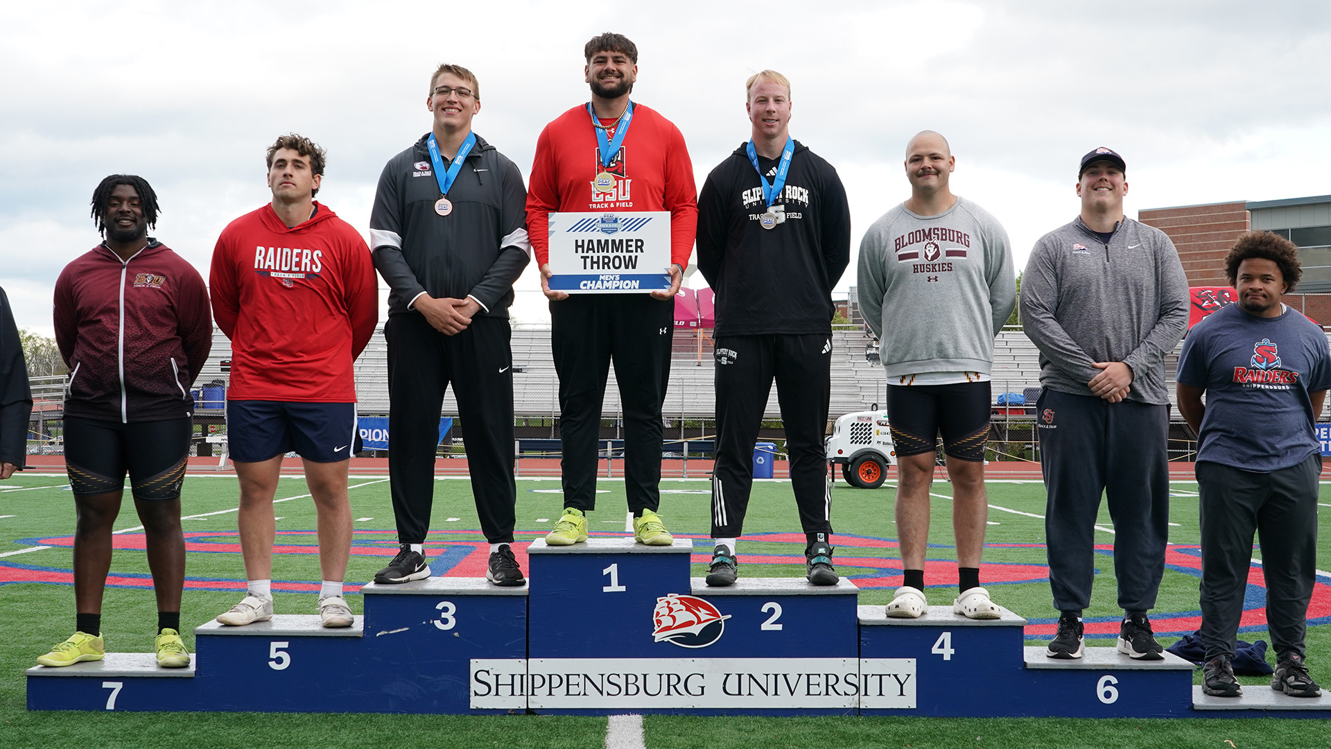2026 PSAC Men's Hammer Throw Podium featuring Zach Gose in second place