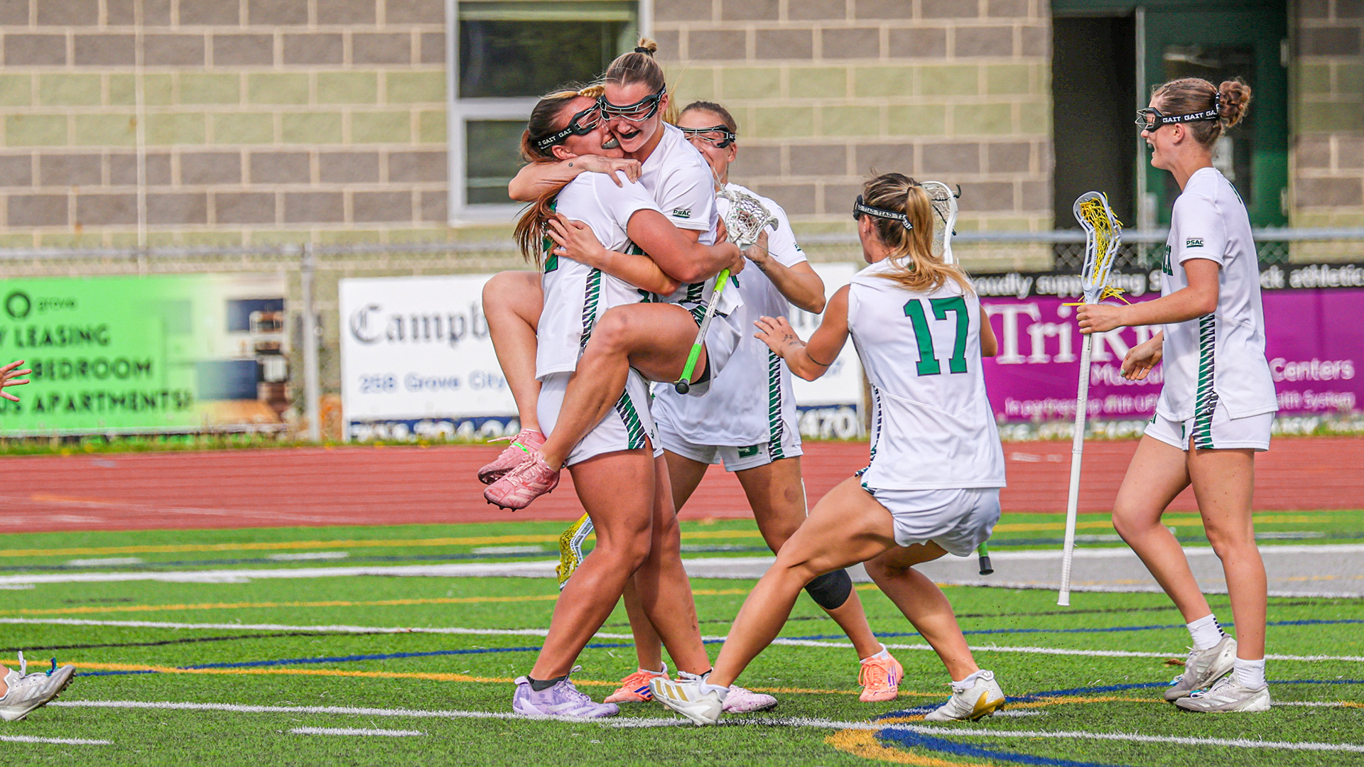 Paige Jenkins goal celebration against Shippensburg