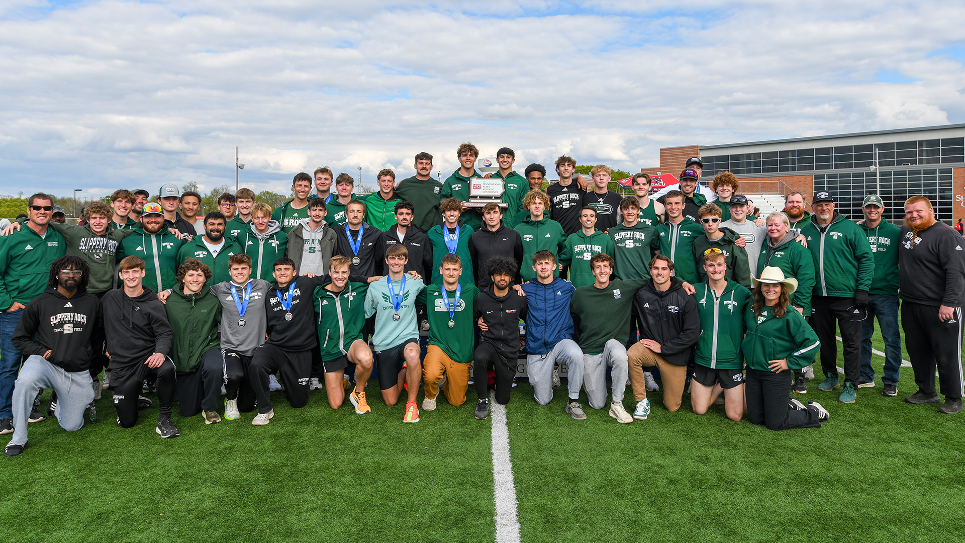 2026 SRU Men's Track and Field PSAC Runner-Up Team Photo