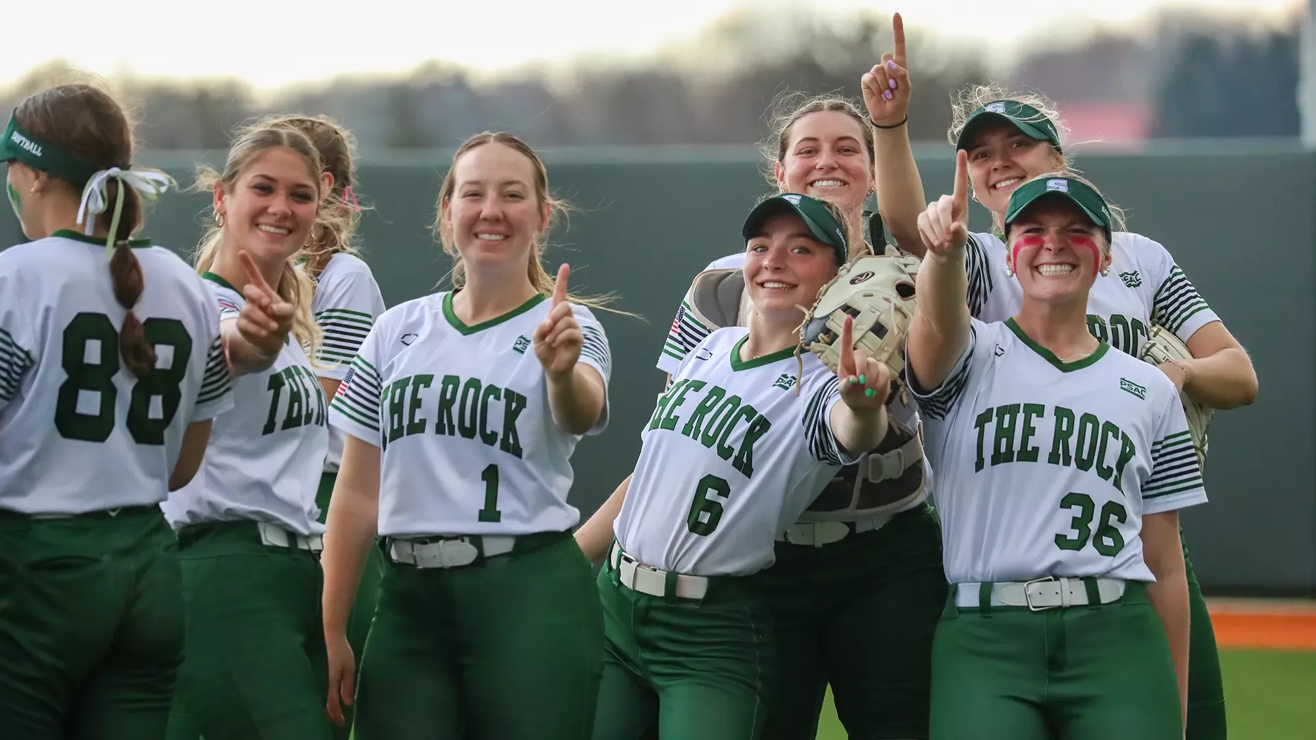 SRU Softball Team Celebration vs. Pitt-Johnstown on April 3, 2026