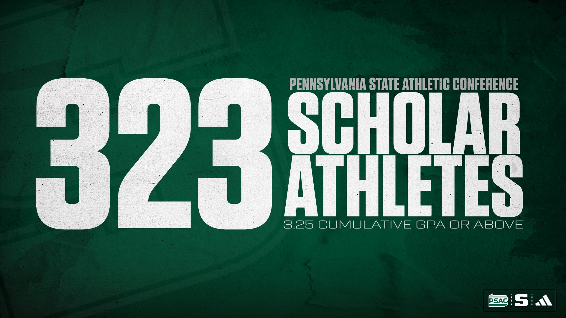 A graphic listing the total number of PSAC Scholar-Athletes Slippery Rock had in 2025-26