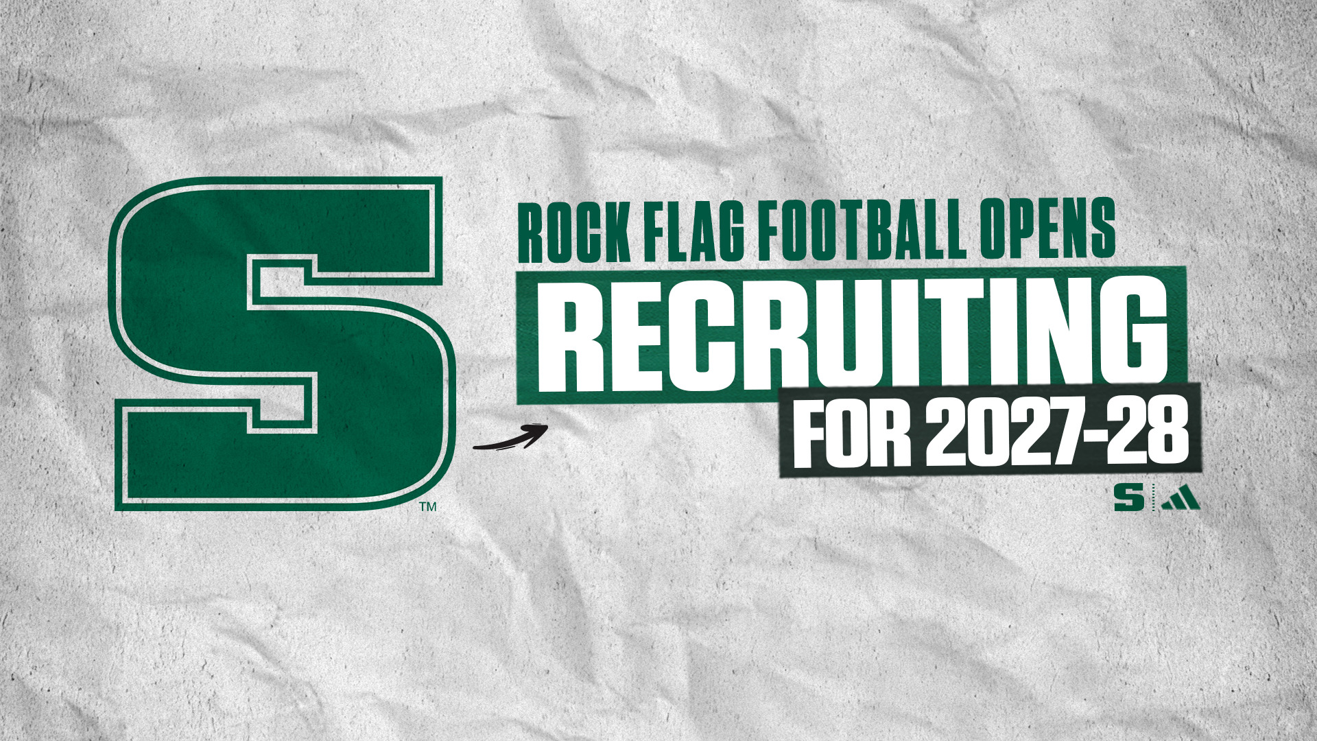 Graphic announcing the women's flag football is openly recruiting for the 2027-28 team.