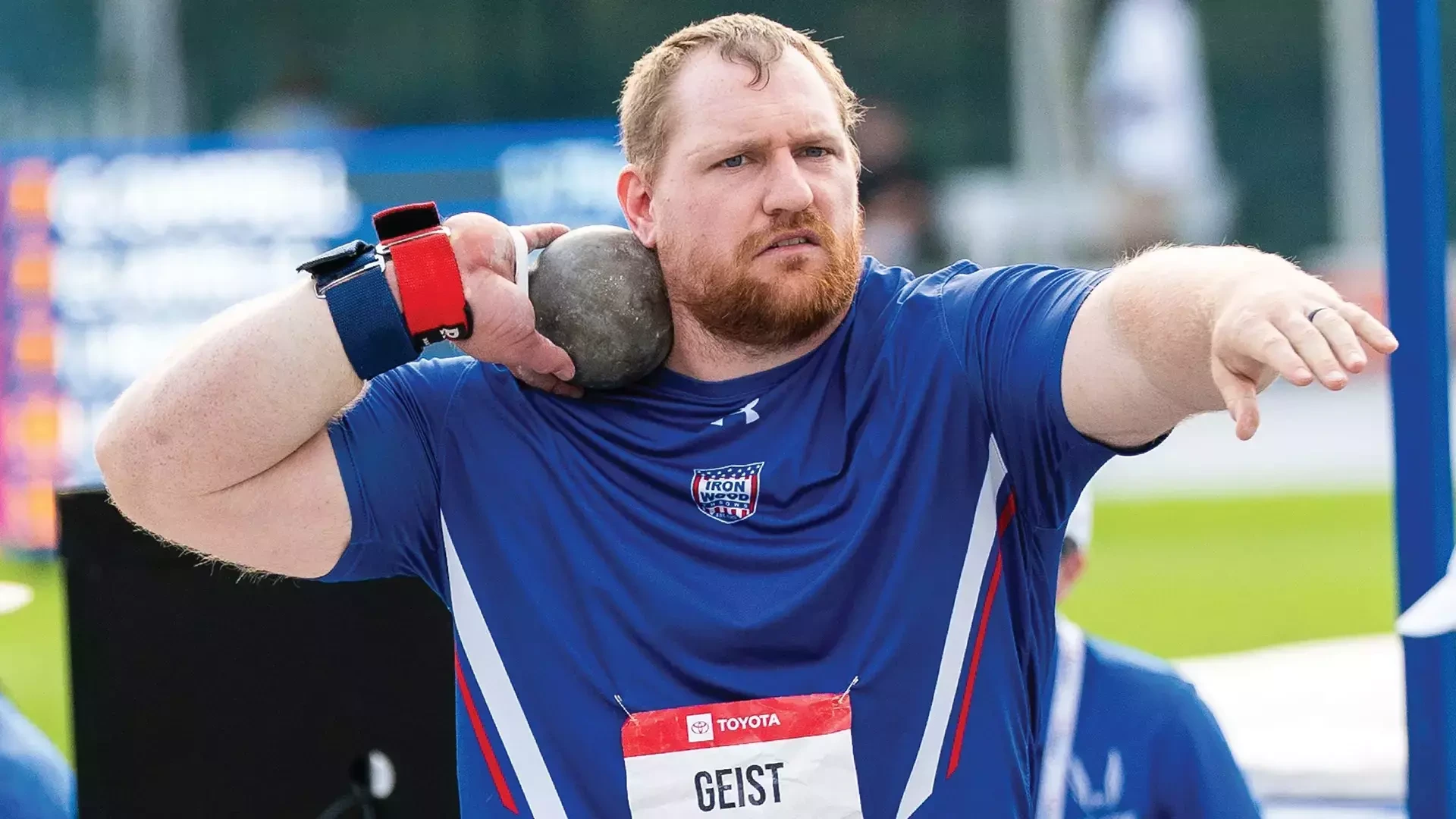 Jordan Geist throws shot put at 2026 USATF Championships
