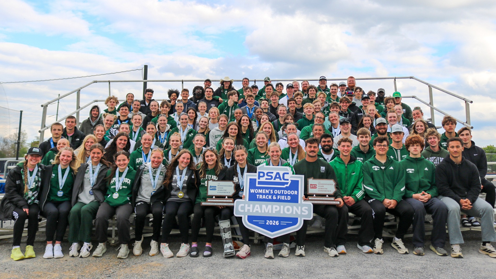A group photo of the 2026 SRU Men's and Women's Track & Field Teams