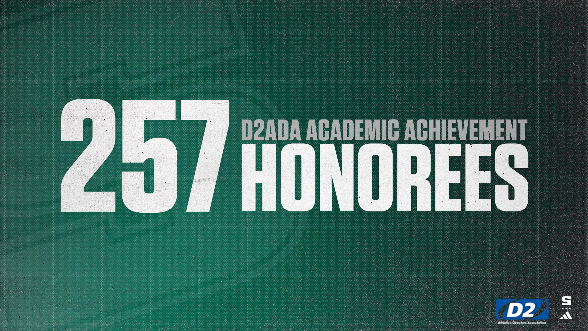Graphic that says Slippery Rock had 257 D2ADA Academic Achievement Award winners in 2025-26