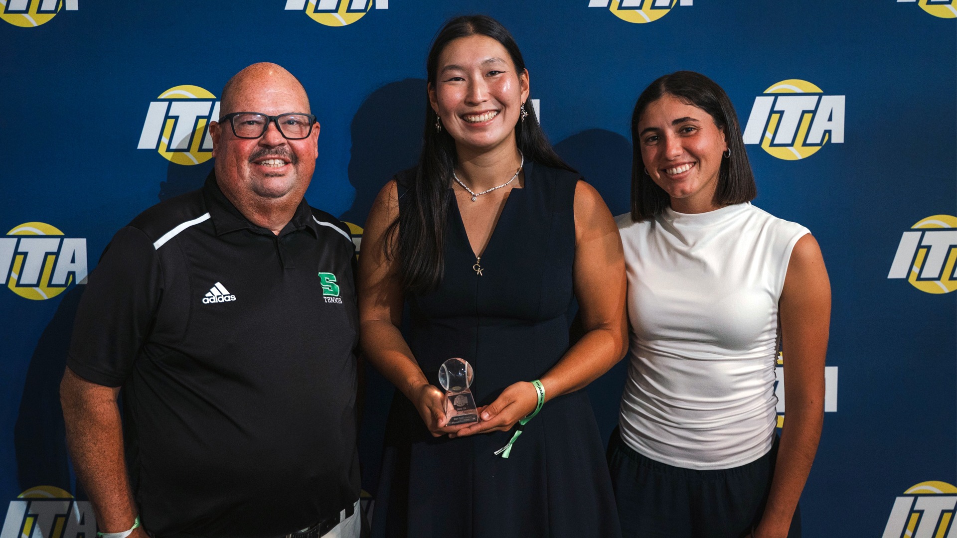 A photo of Dari Sakhanova, Matt Meredeith and Amaia Balaguer Brau at the 2026 ITA Awards Luncheon