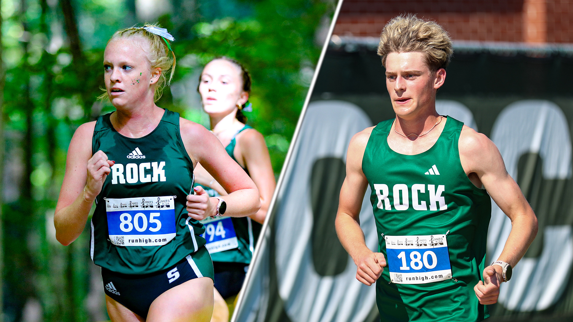 Rylie Teapole and Ty Fiscus running at Allegheny