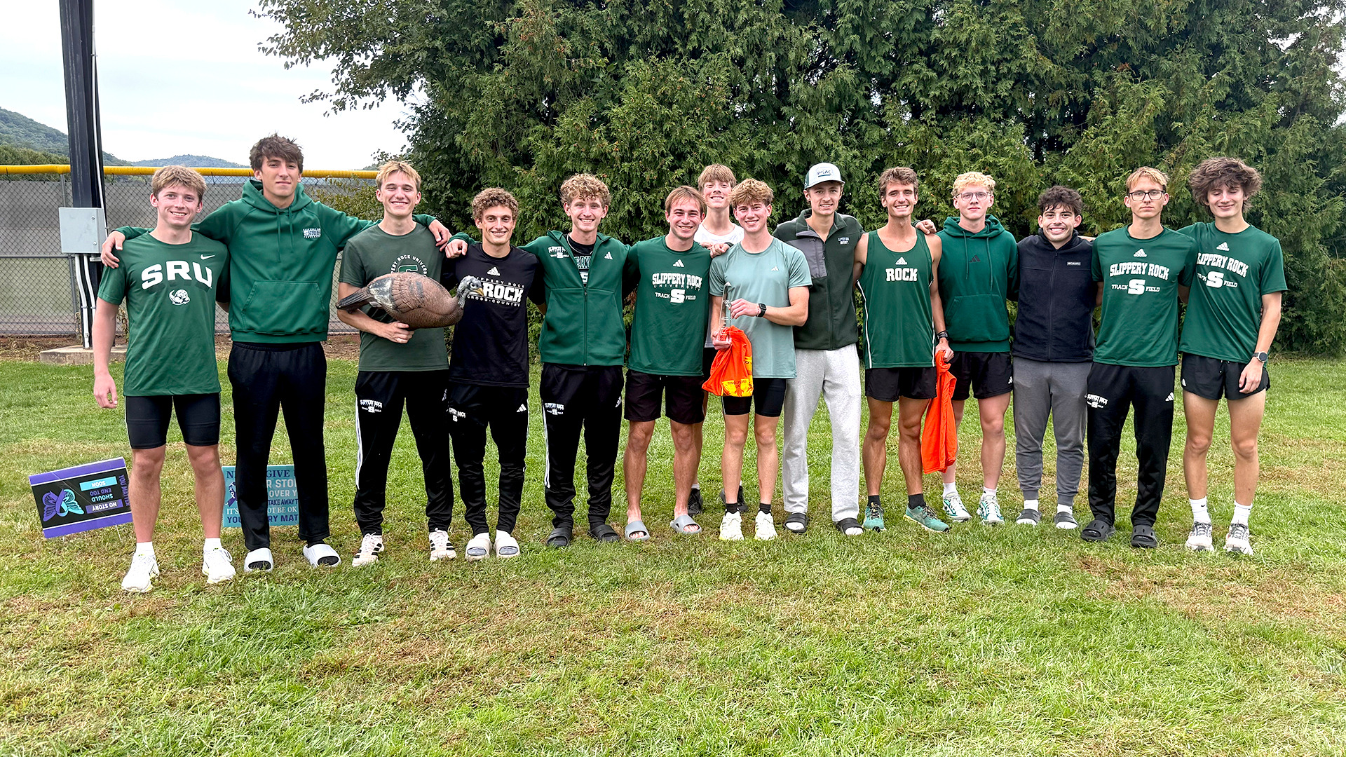 Men's XC team after winning White Race at LHU Invitational