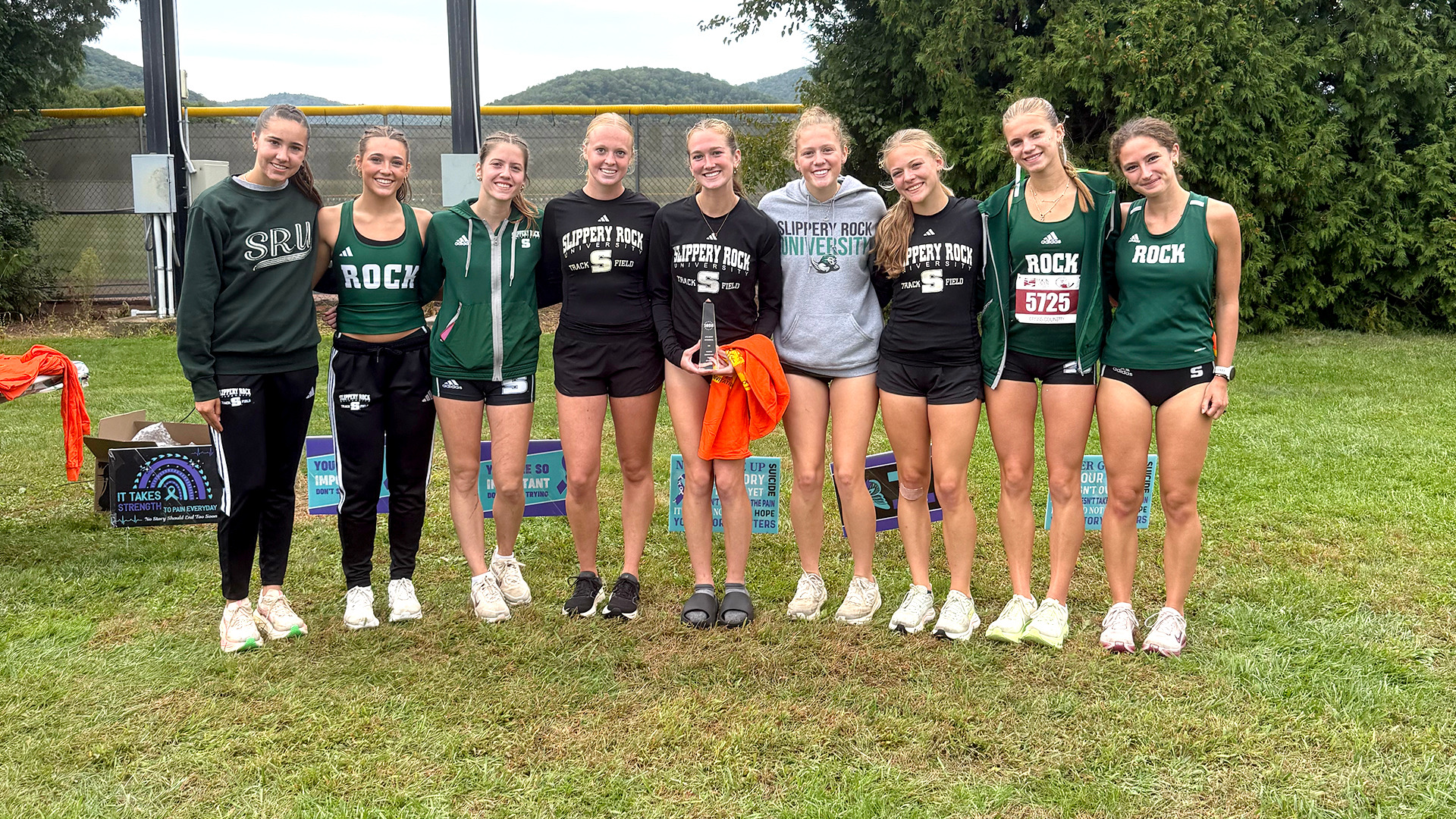 Women's XC Team Photo after finishing 2nd at LHU Invitational