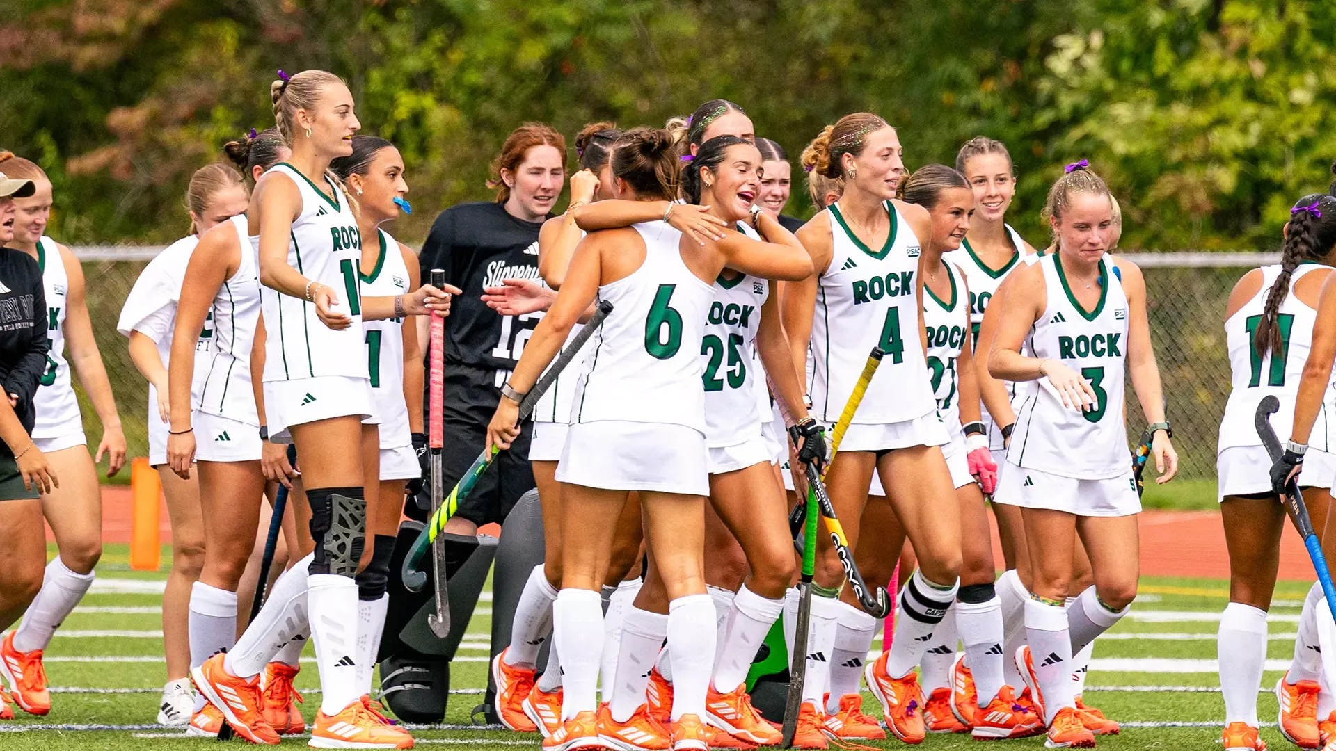 Slippery Rock win celebration vs. Lander