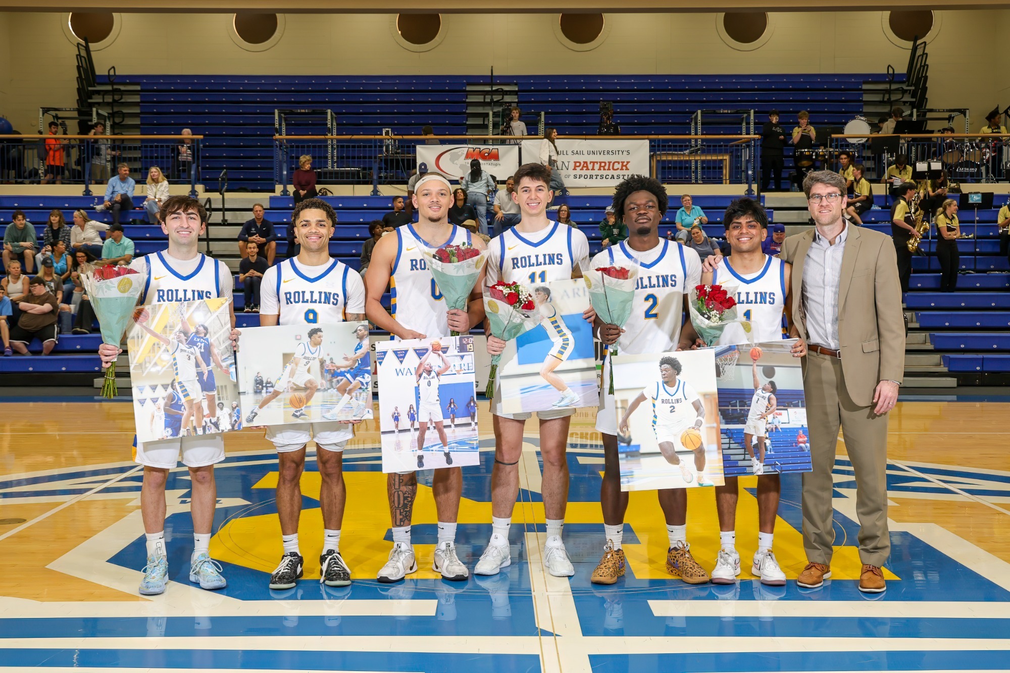 Feb 21, 2026; Winter Park, FL, USA; Rollins men's basketball during the game against PBA at the Alfond Sports Complex. Mandatory Credit: Mike Watters-Rollins College Sports