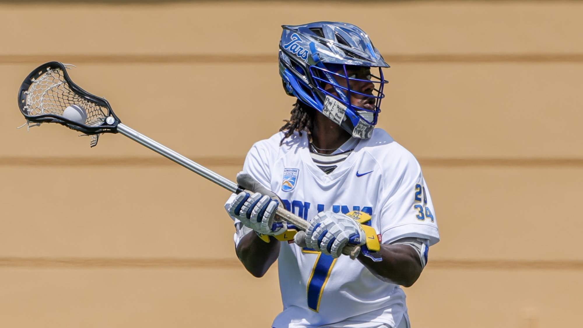 Mar 29, 2025; Winter Park, FL, USA; Rollins men's lacrosse during a game against Tampa at the Rollins Cahall-Sandspur Field. Mandatory Credit: Mike Watters-Rollins College Sports