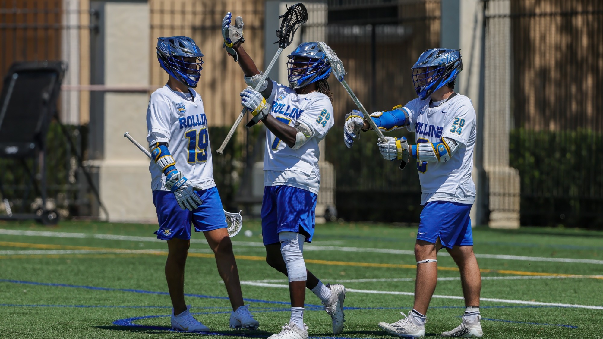 Mar 21, 2026; Winter Park, FL, USA; Rollins men's lacrosse during a game against Lynn at the Rollins Cahall-Sandspur Field. Mandatory Credit: Mike Watters-Rollins College Sports