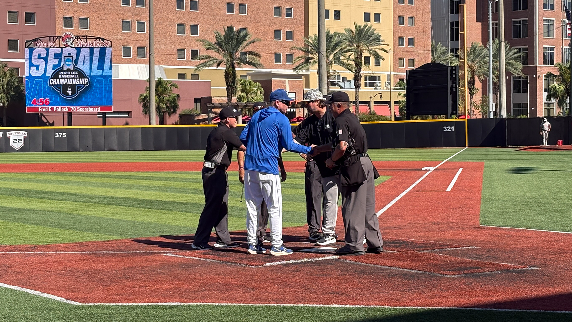 BASE Jon Sjogren umpire meeting at home