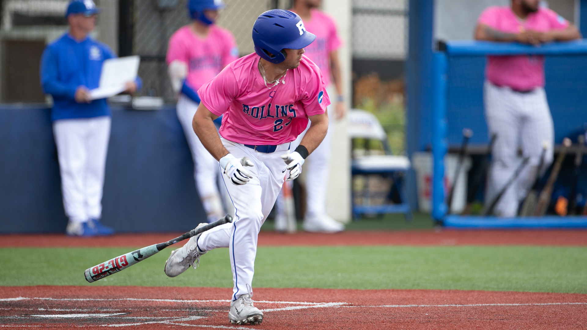 BASE Joey Rubin running to first after a hit
