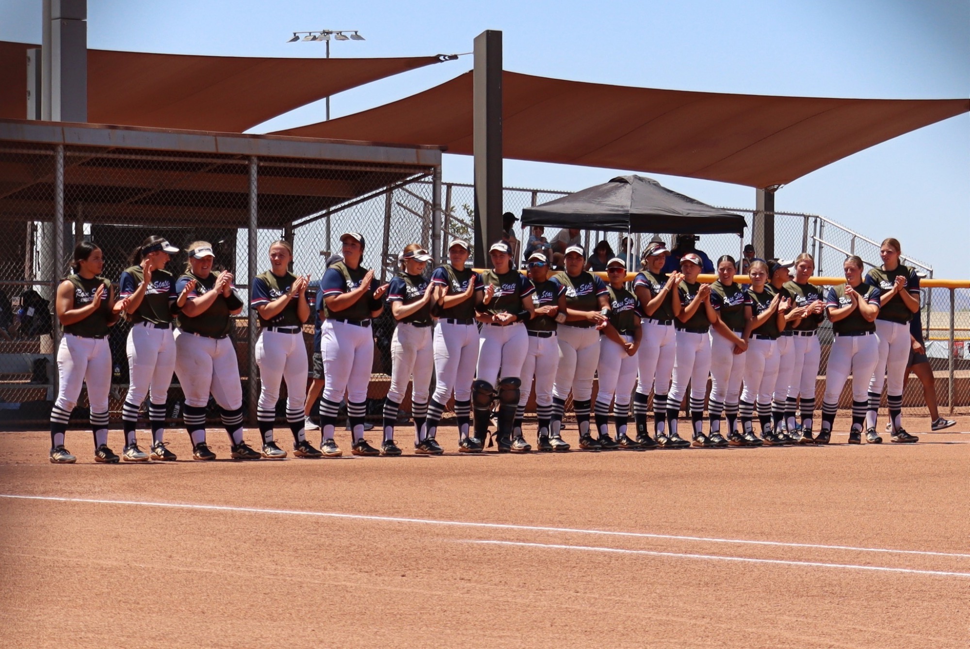 RSC Softball Team lined up on 3rd baseline